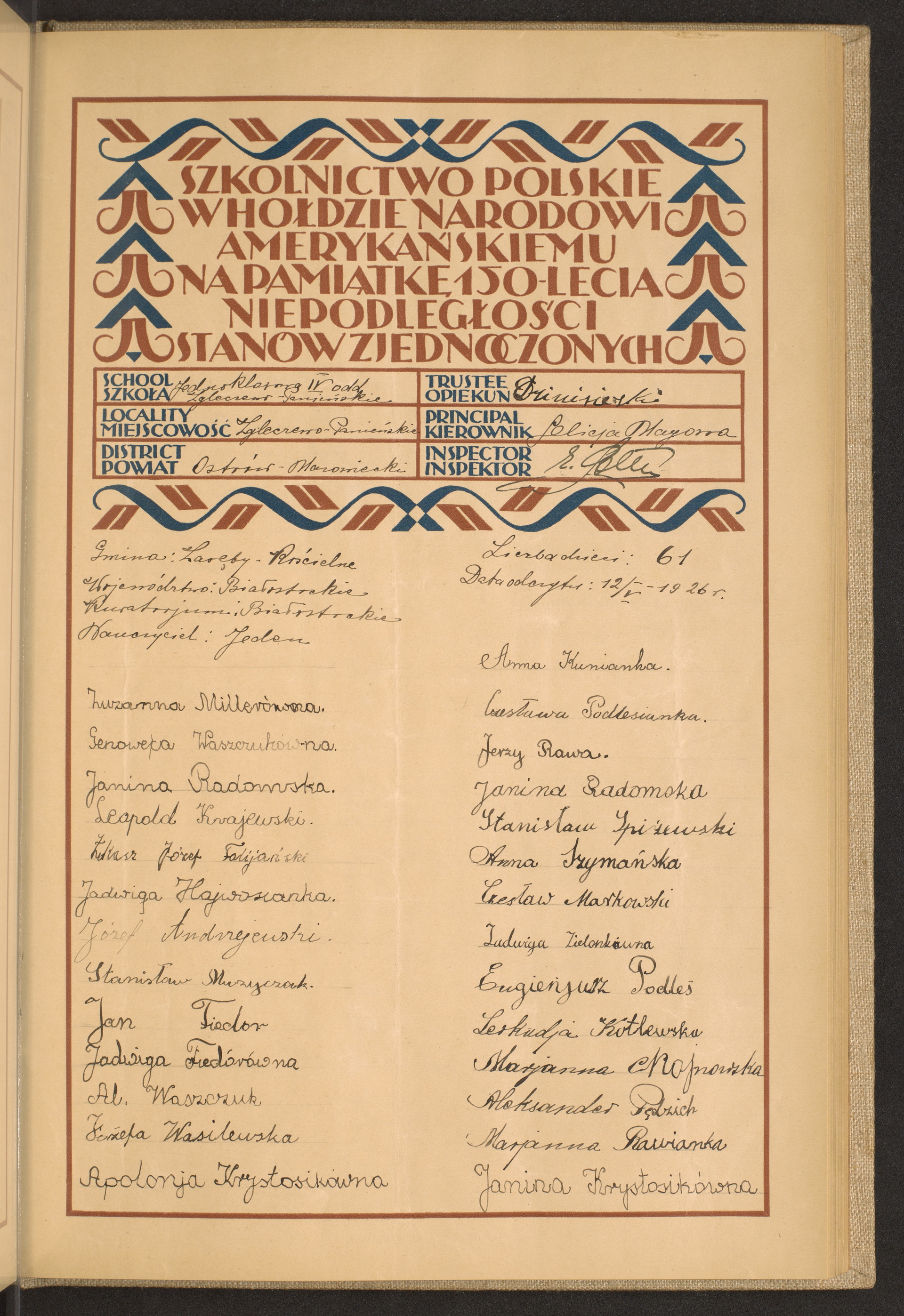 Podpis Jadwiga Fiedór na stronie nr 141 w tomie nr 59