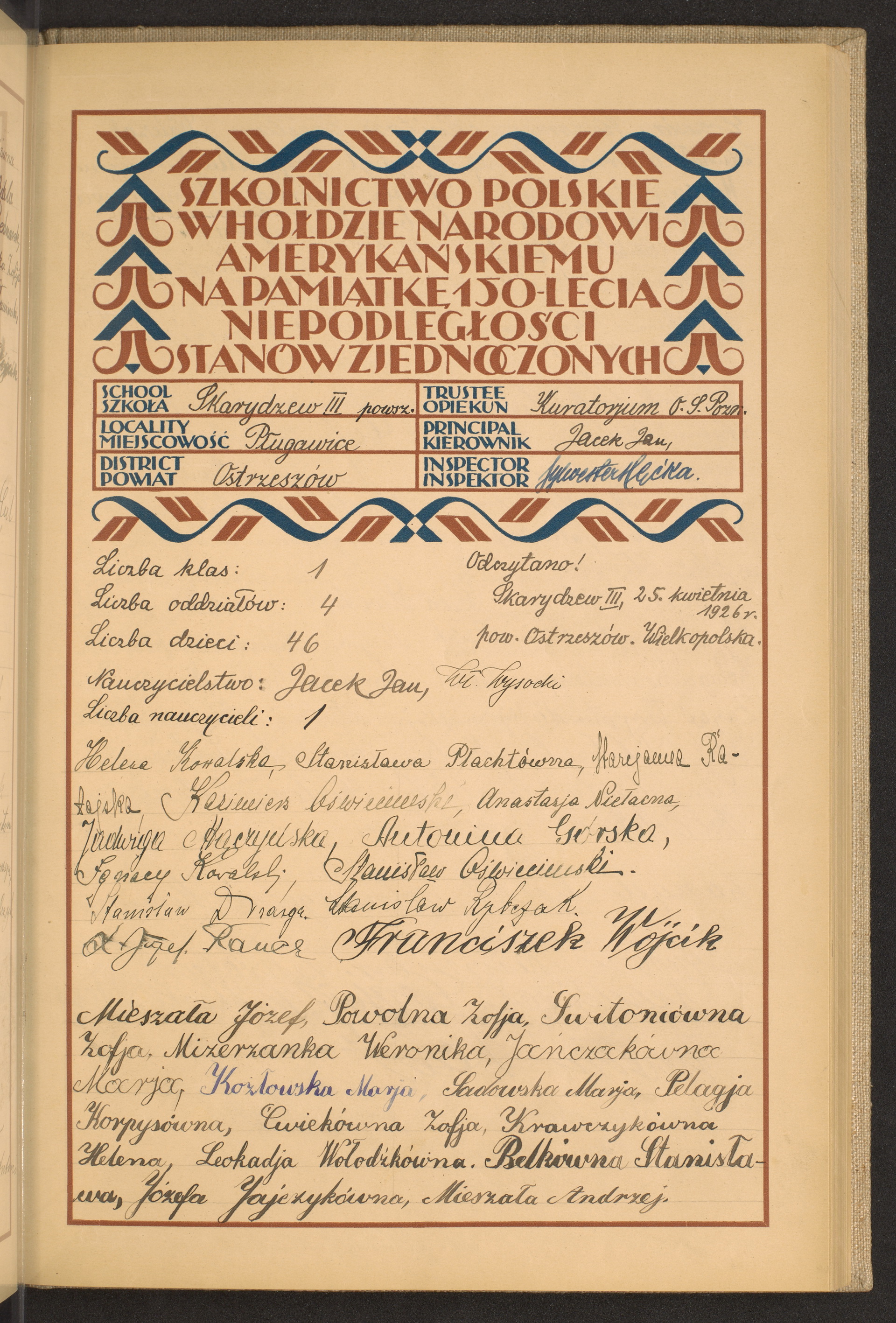 Podpis Jan Jacek na stronie nr 105 w tomie nr 60