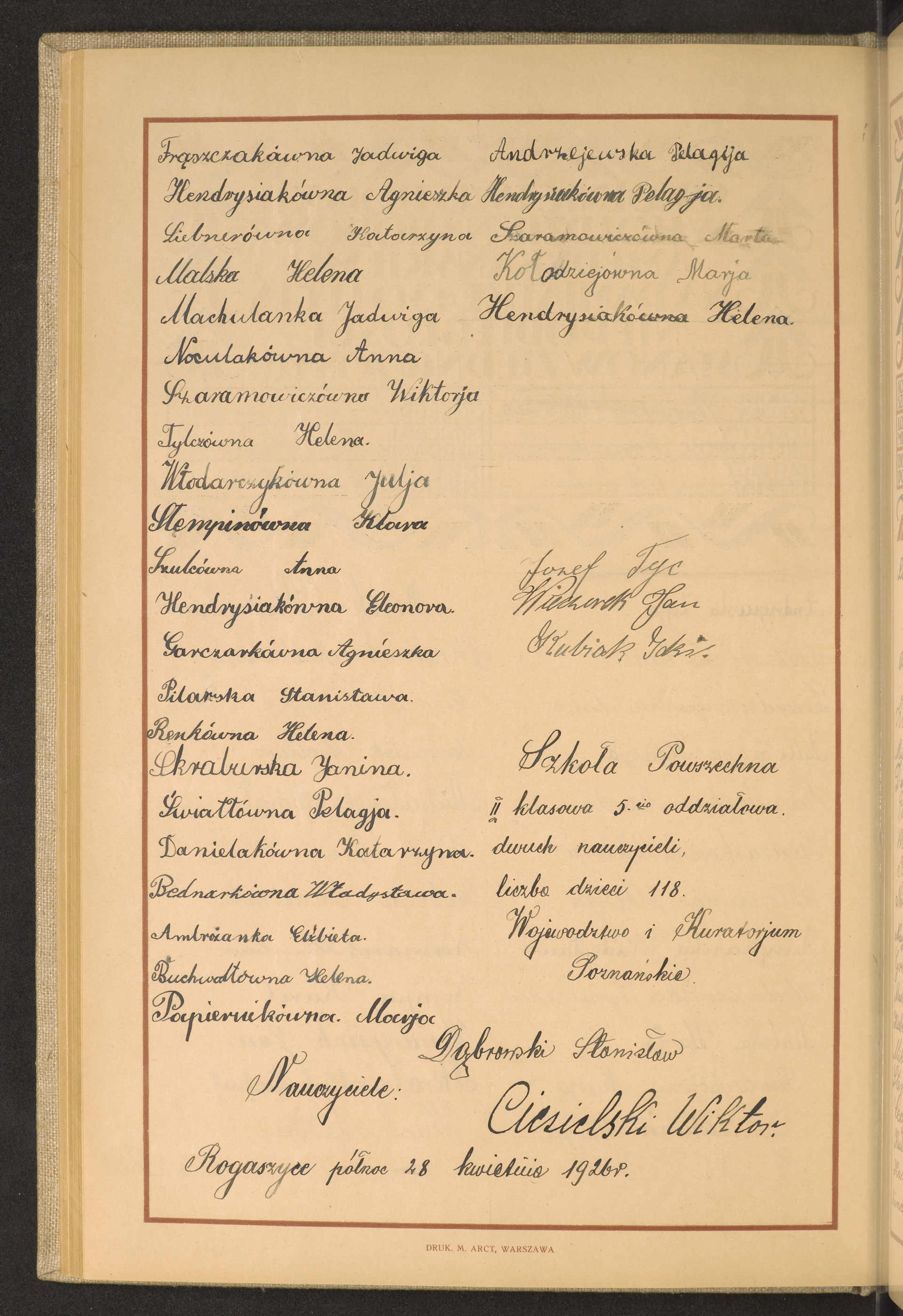 Podpis Wiktor  Ciesielski na stronie nr 114 w tomie nr 60