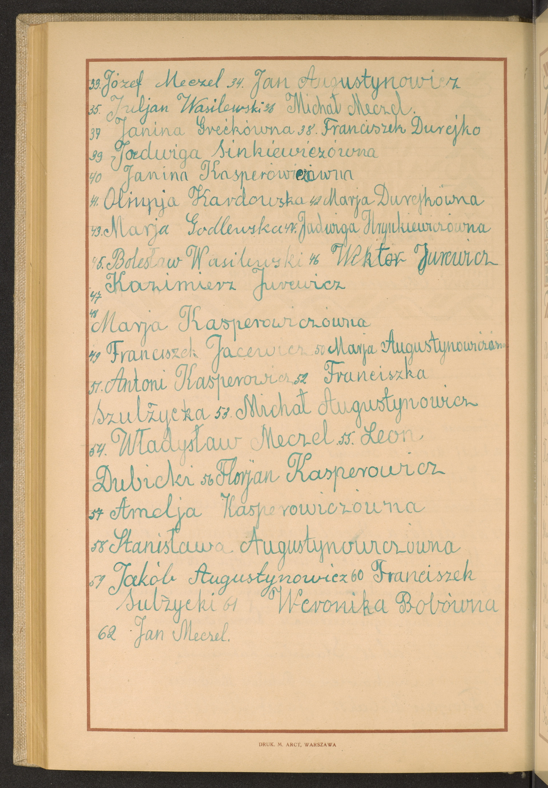 Podpis Józef Meczel na stronie nr 216 w tomie nr 60