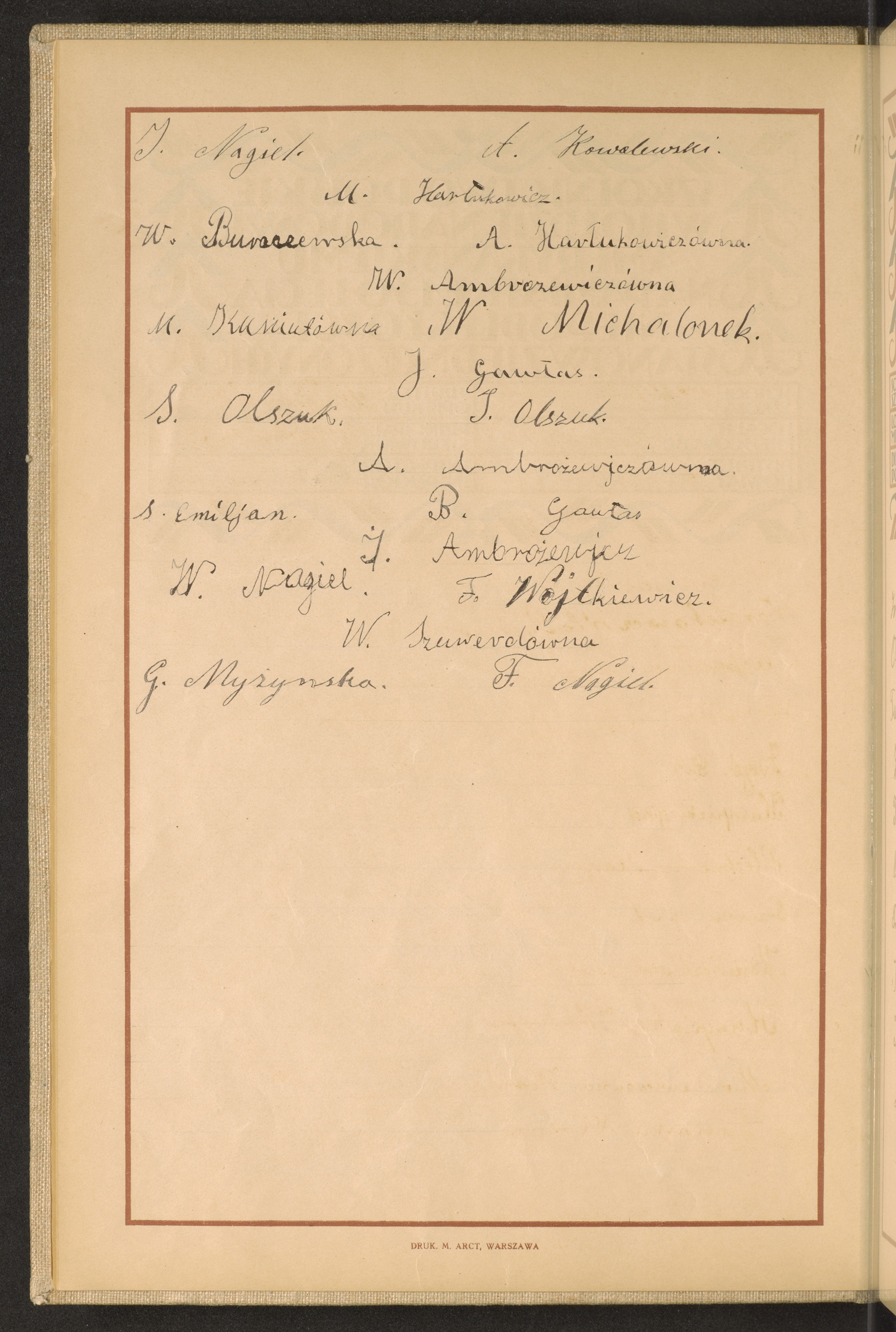 Podpis F. Nagiel na stronie nr 18 w tomie nr 61