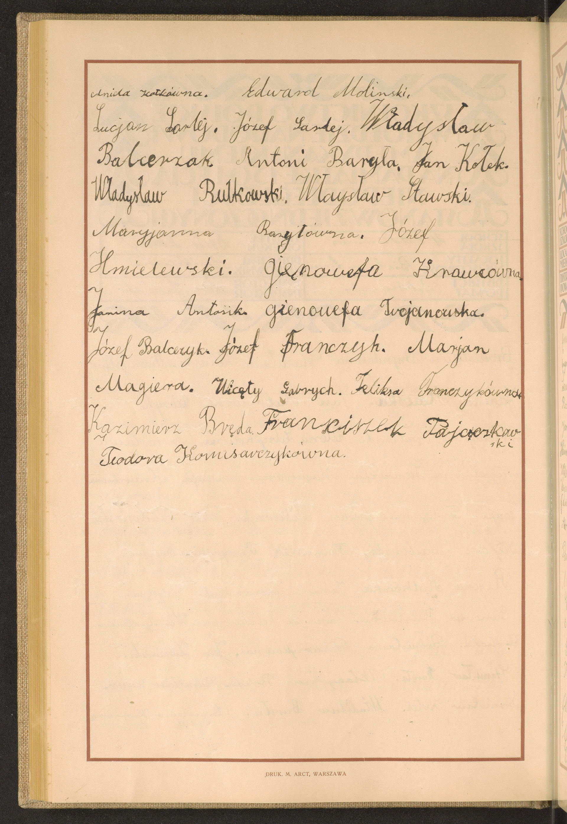 Podpis Władysław Stawski na stronie nr 124 w tomie nr 62