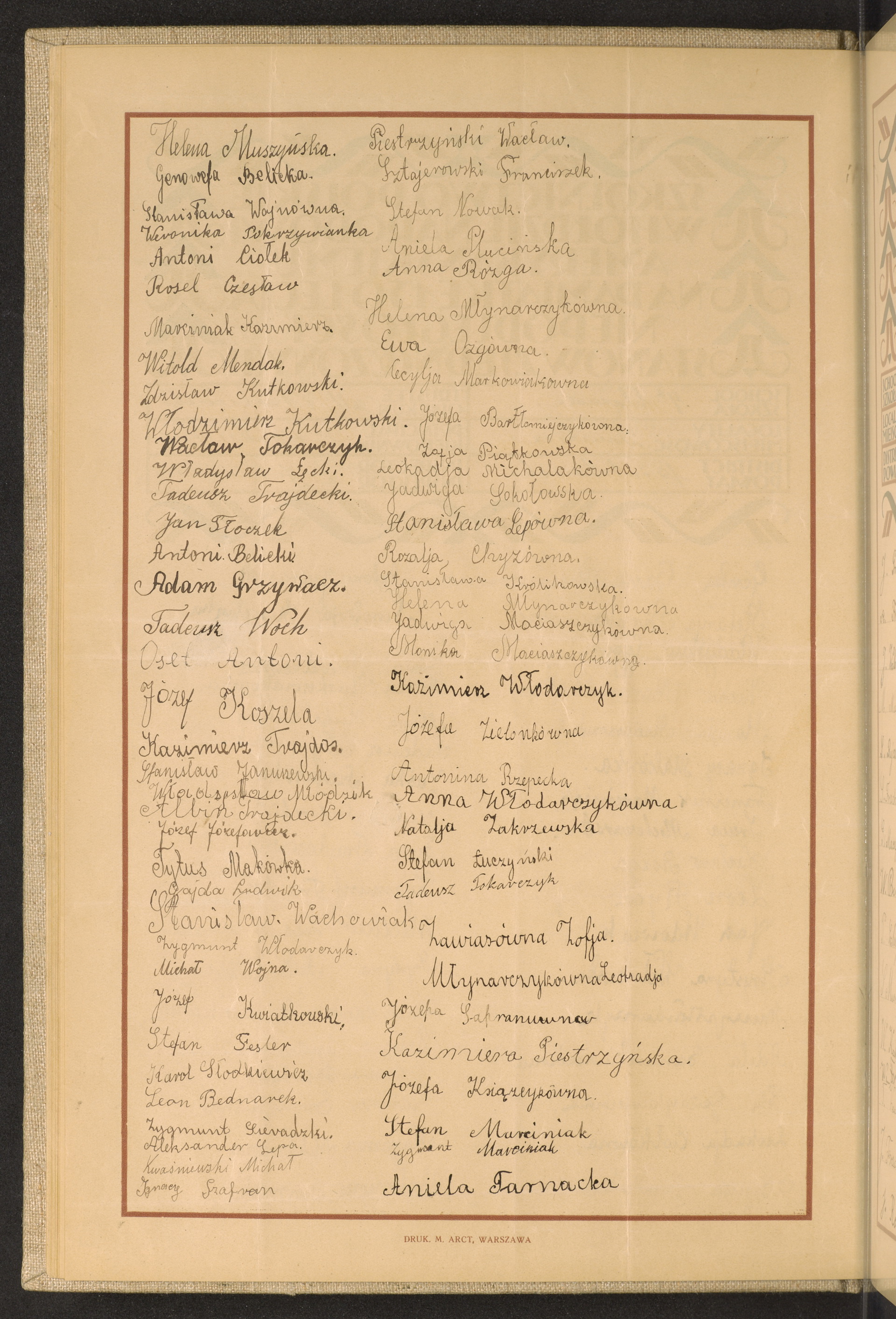 Podpis Aniela Farnacka na stronie nr 46 w tomie nr 63