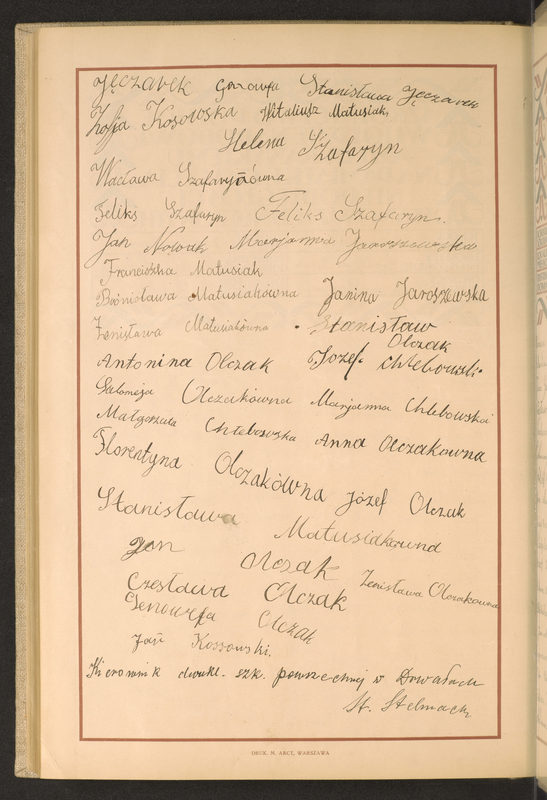 Podpis Janina Jaroszewska na stronie nr 284 w tomie nr 63