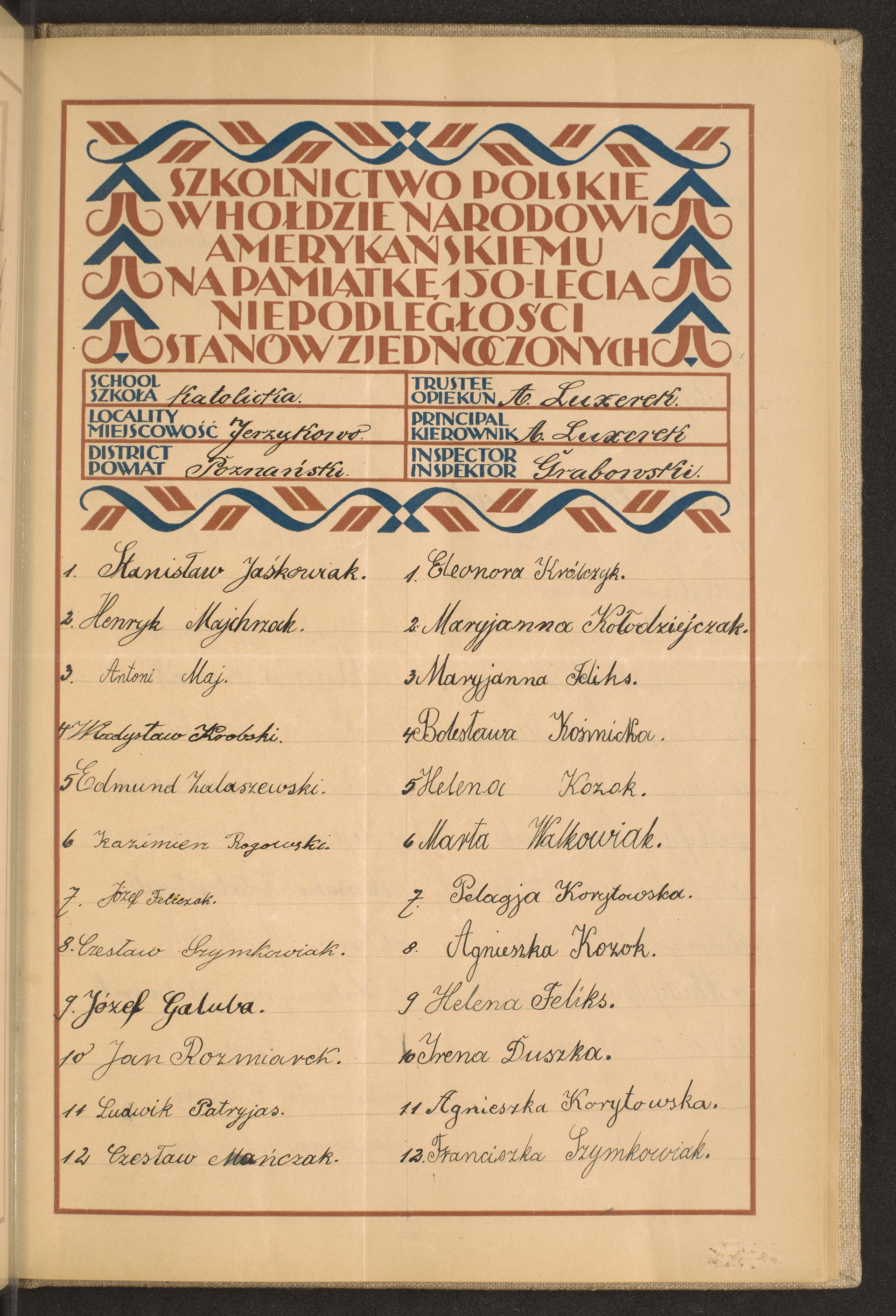 Podpis Marianna Feliks na stronie nr 159 w tomie nr 64