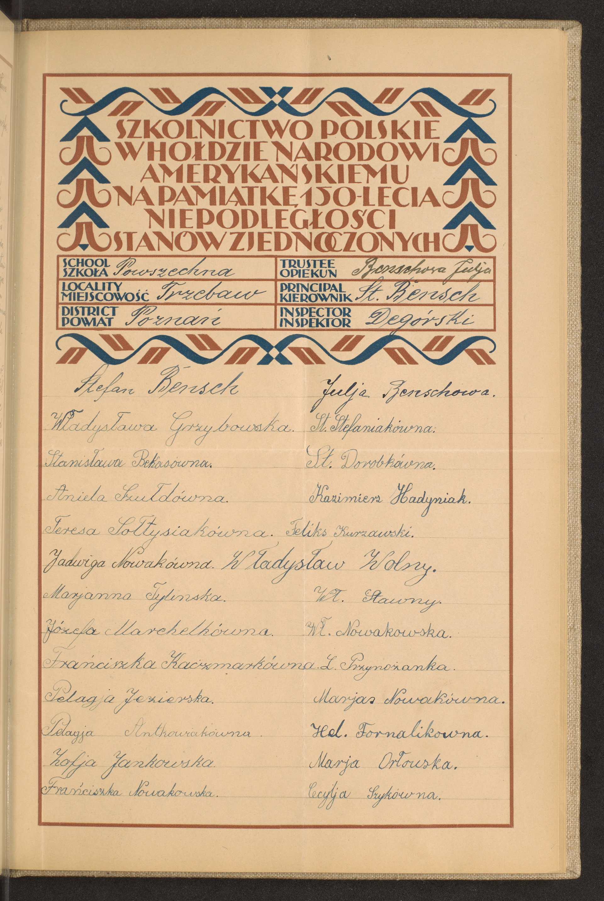 Podpis Julia Bensch na stronie nr 215 w tomie nr 64