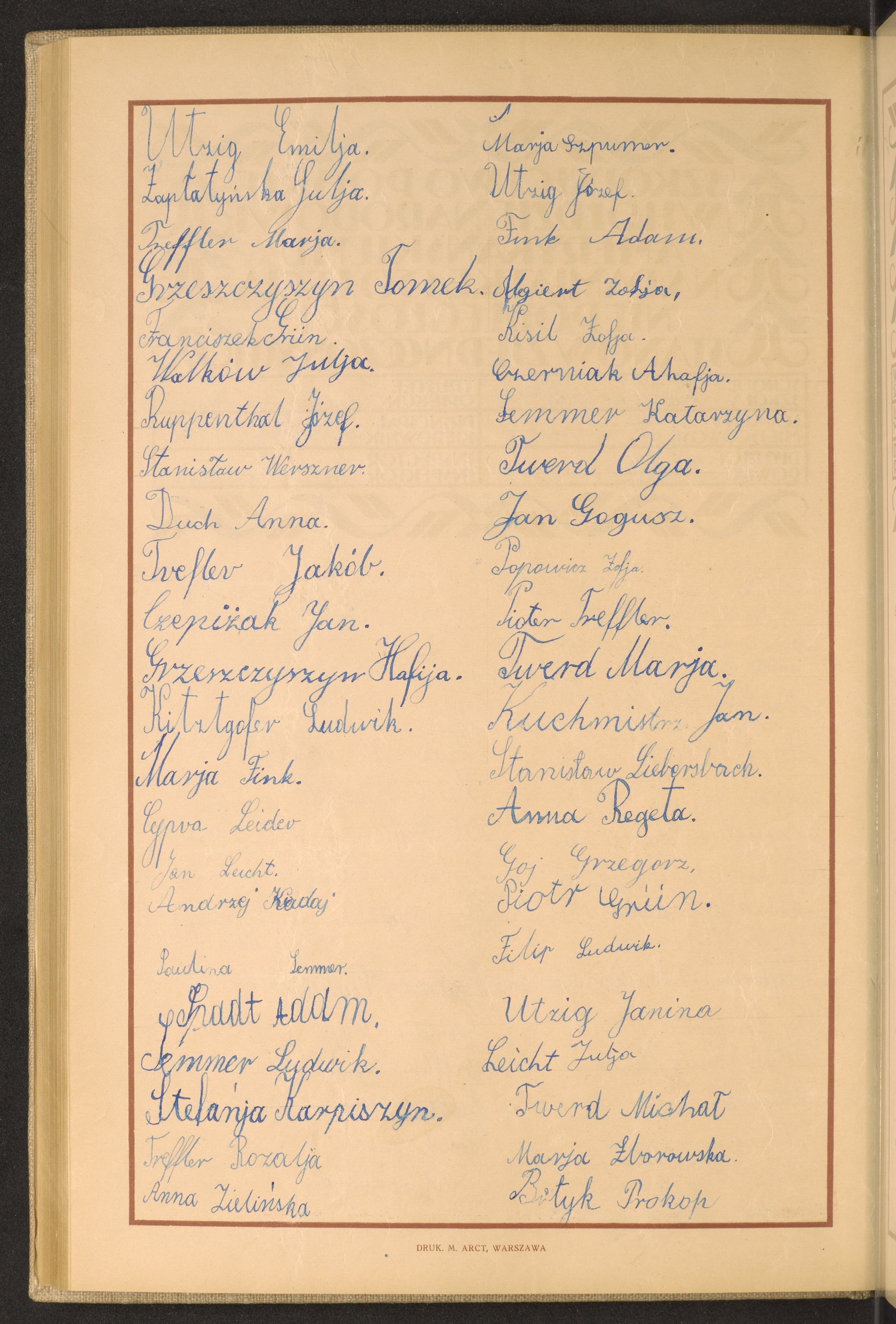 Podpis Emilia Utzig na stronie nr 154 w tomie nr 65