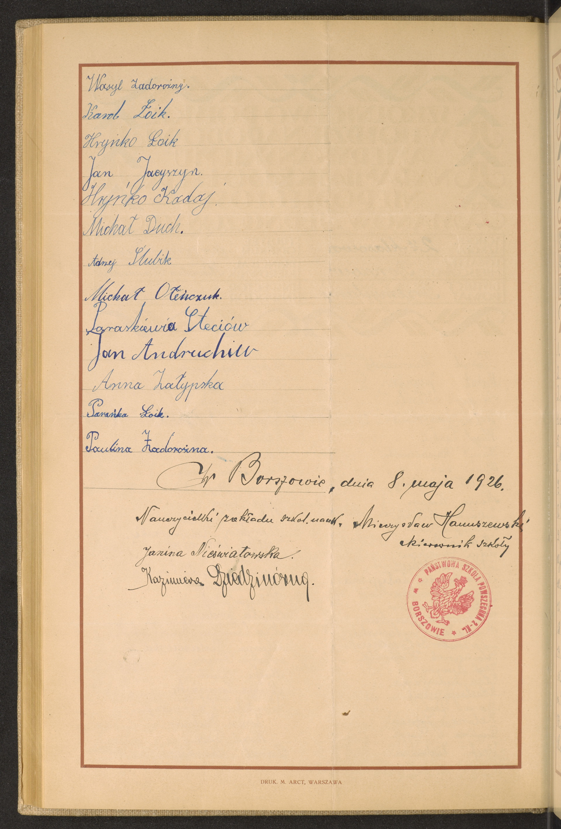 Podpis Wasyl Zadorożny na stronie nr 156 w tomie nr 65