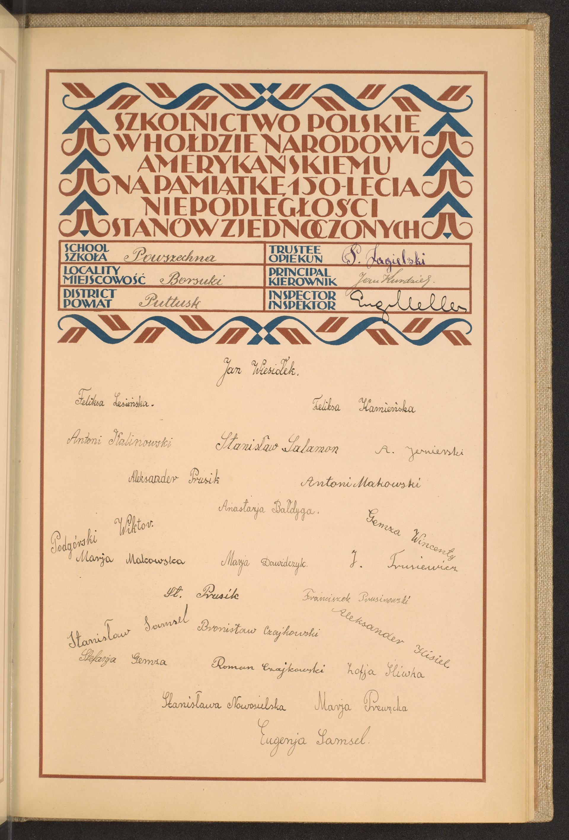 Podpis Eugenia Samsel na stronie nr 205 w tomie nr 66