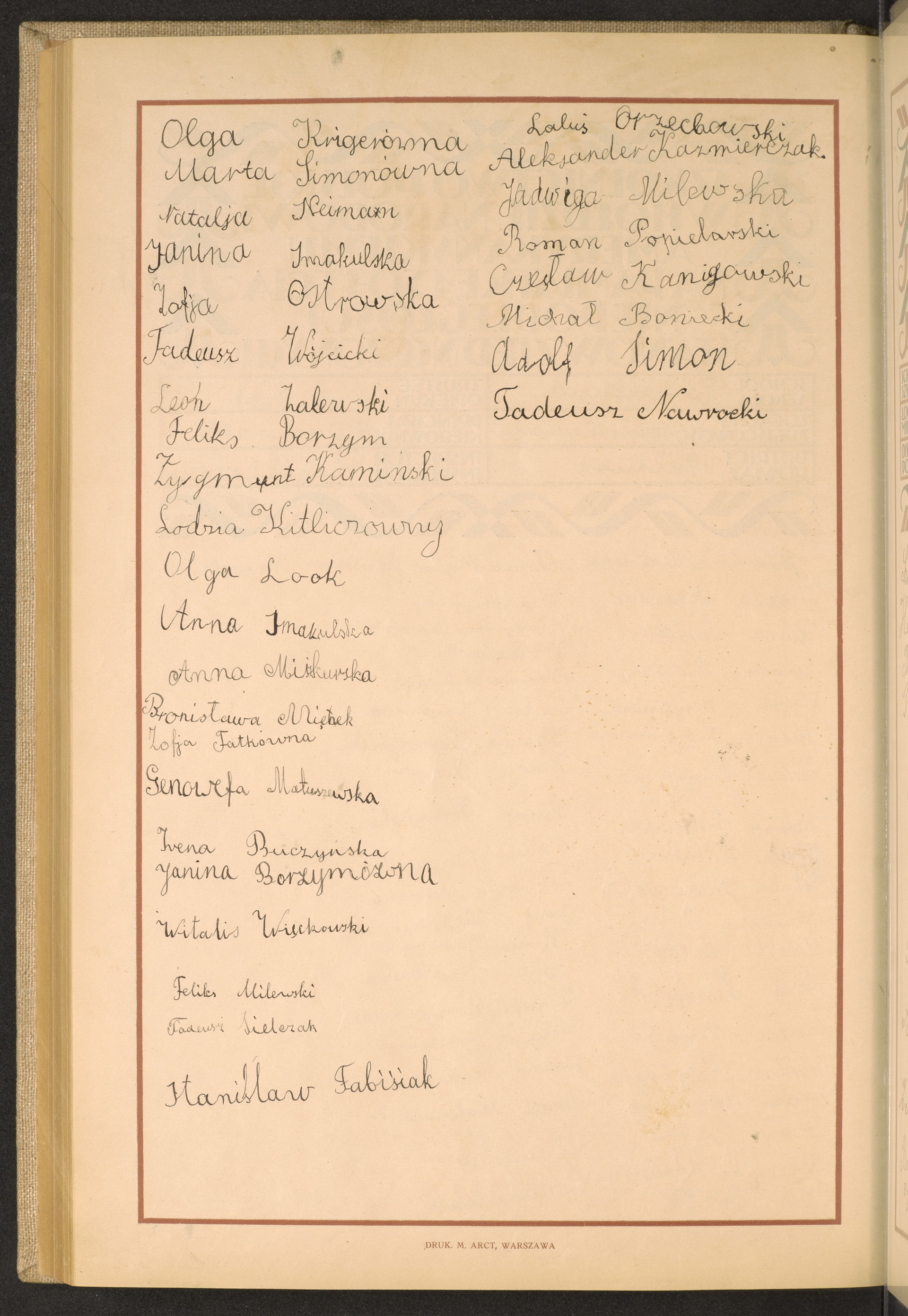 Podpis Olga Kriger na stronie nr 258 w tomie nr 66