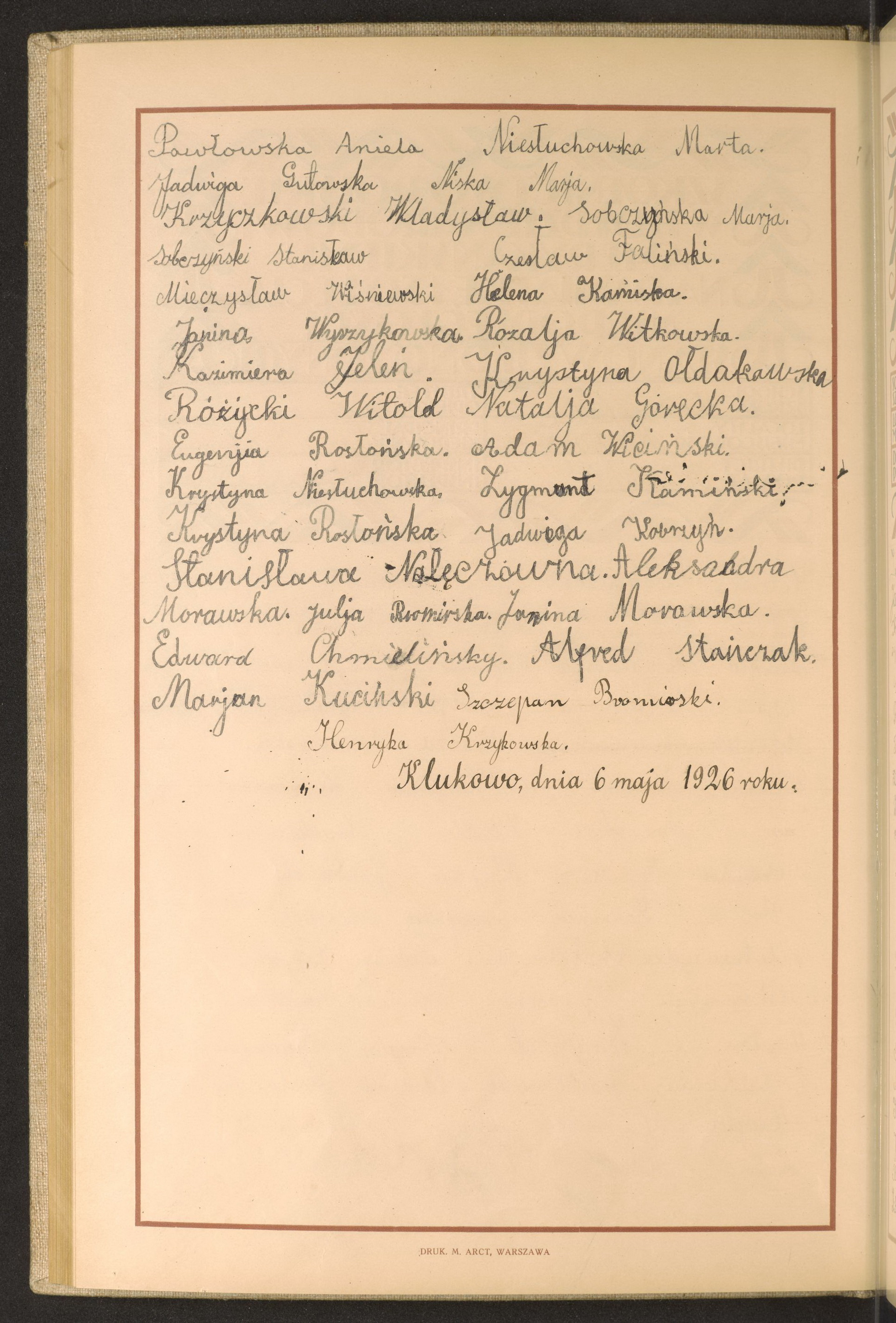 Podpis Aniela Pawłowska na stronie nr 128 w tomie nr 67