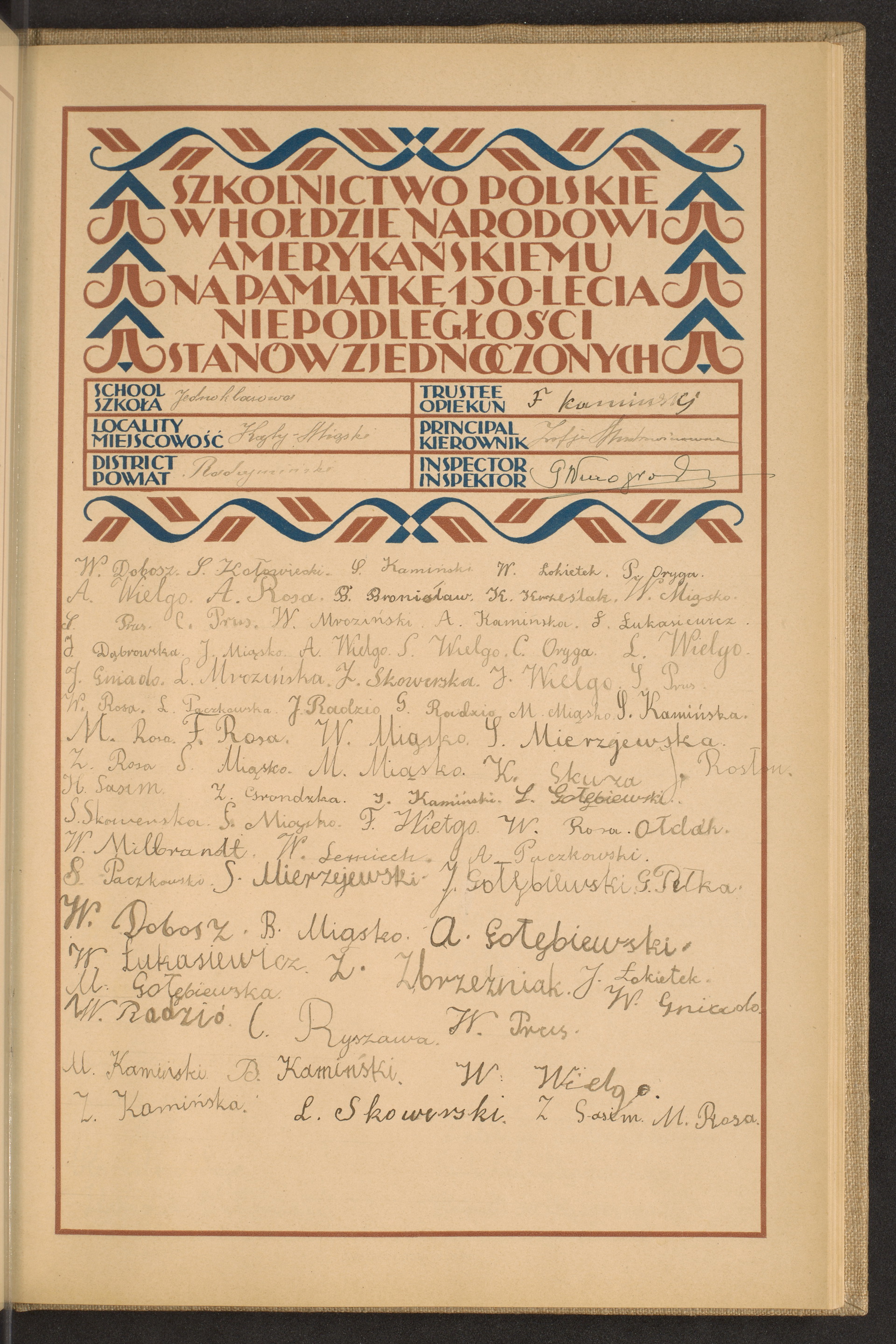 Podpis M. Rosa na stronie nr 199 w tomie nr 68