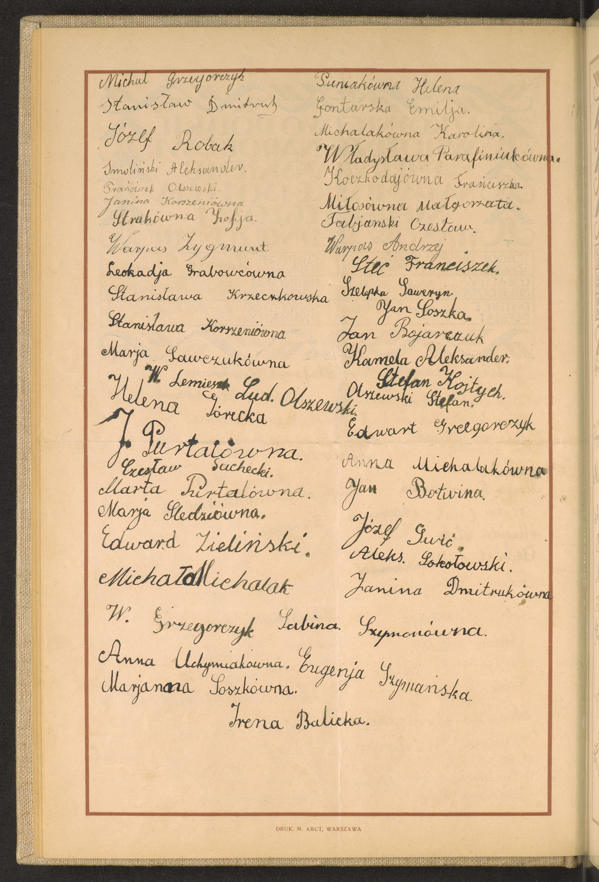 Podpis Eugenia Szymańska na stronie nr 58 w tomie nr 69