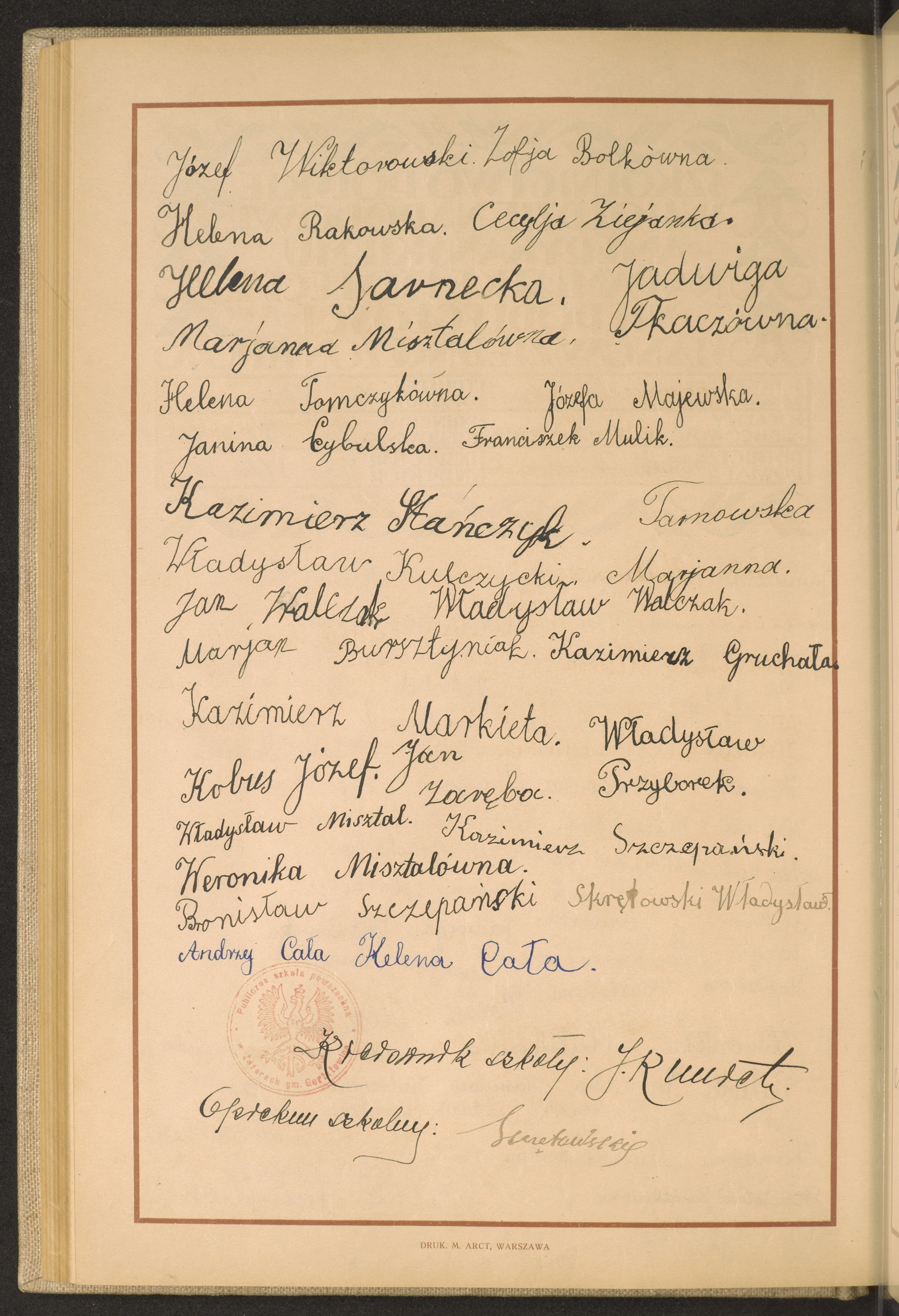 Podpis Józef Wiktorowski na stronie nr 164 w tomie nr 69