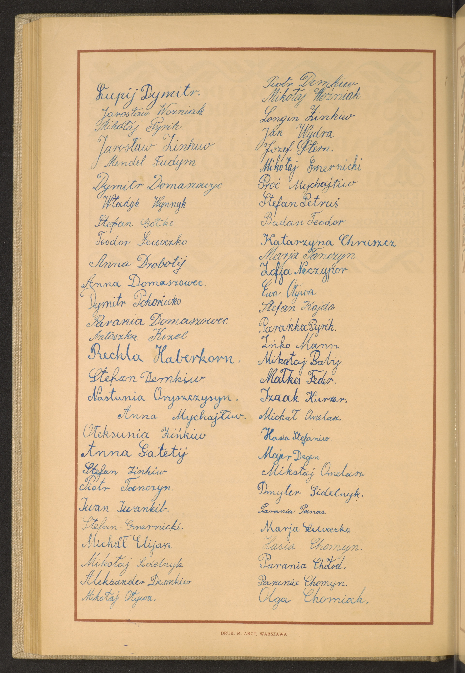 Podpis Olga Chomiak na stronie nr 202 w tomie nr 69