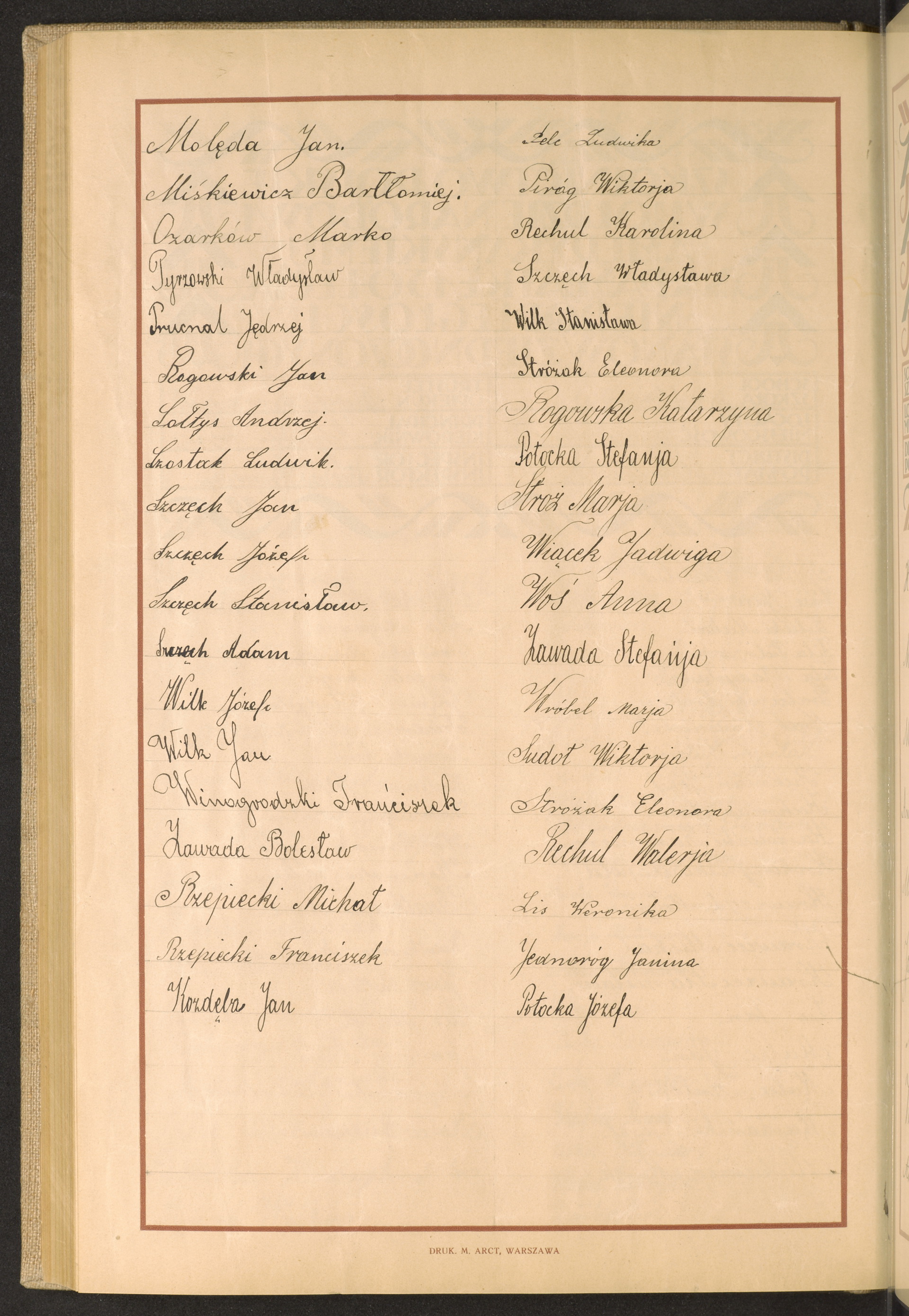 Podpis Jan Molęda na stronie nr 218 w tomie nr 70