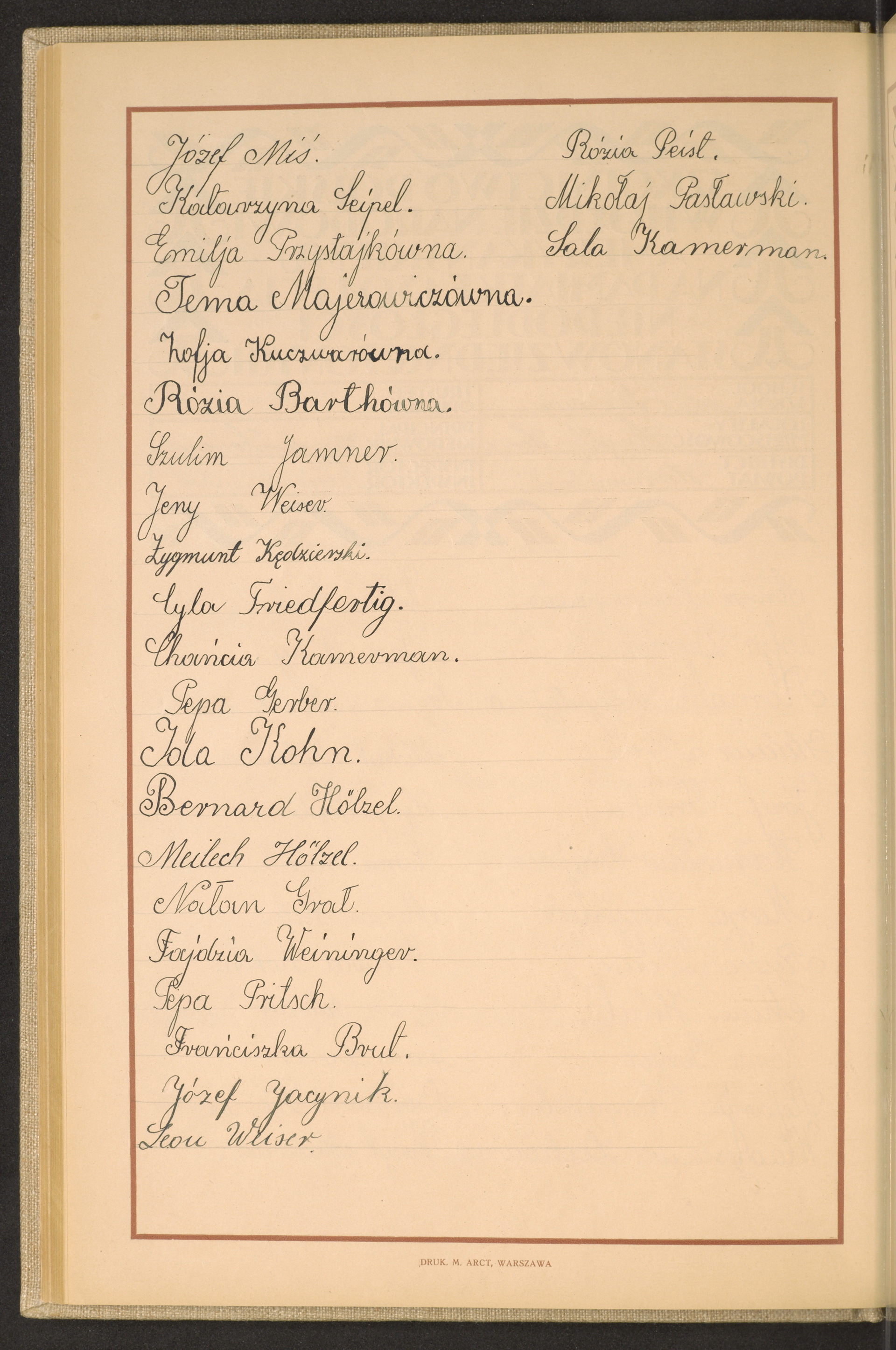 Podpis Sala Kamerman na stronie nr 104 w tomie nr 72