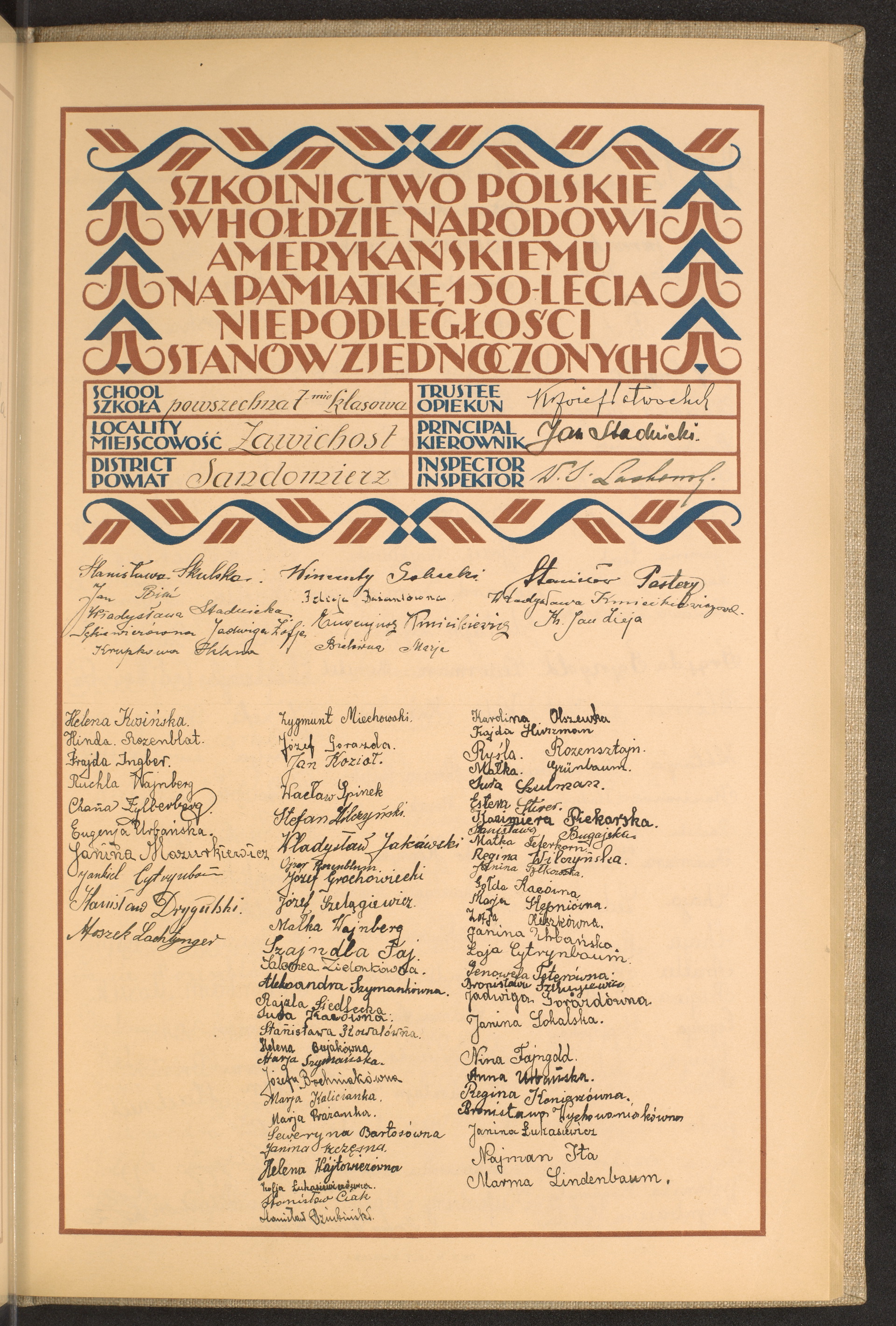 Podpis Marma Lindenbaum na stronie nr 197 w tomie nr 72