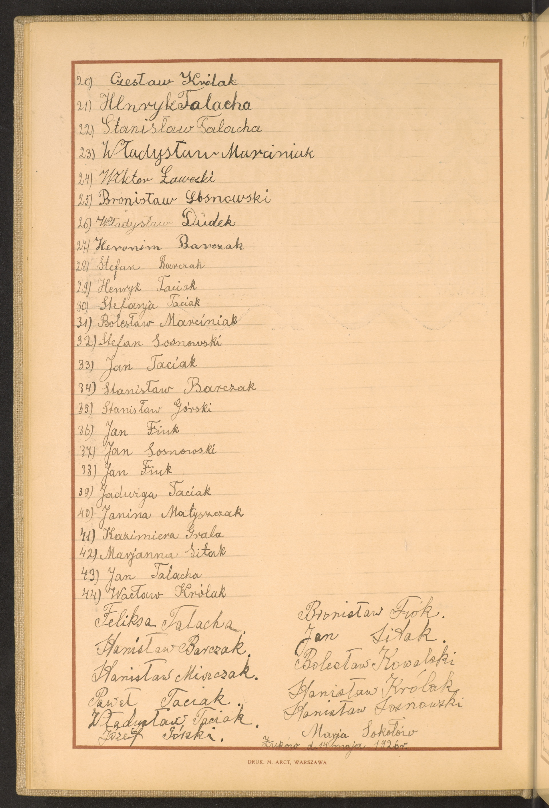 Podpis Hieronim Barczak na stronie nr 26 w tomie nr 74