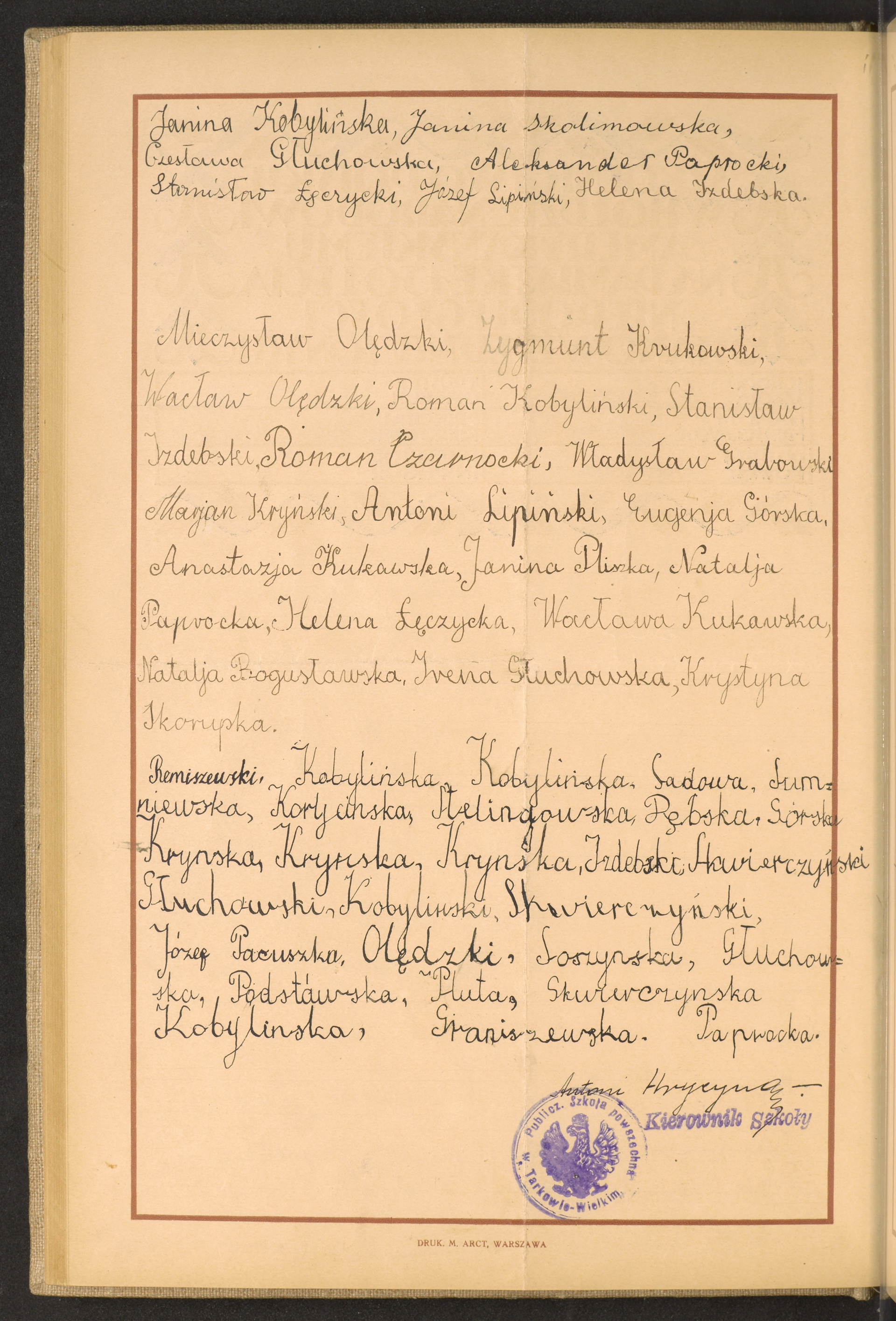 Podpis  Kryńska na stronie nr 88 w tomie nr 74