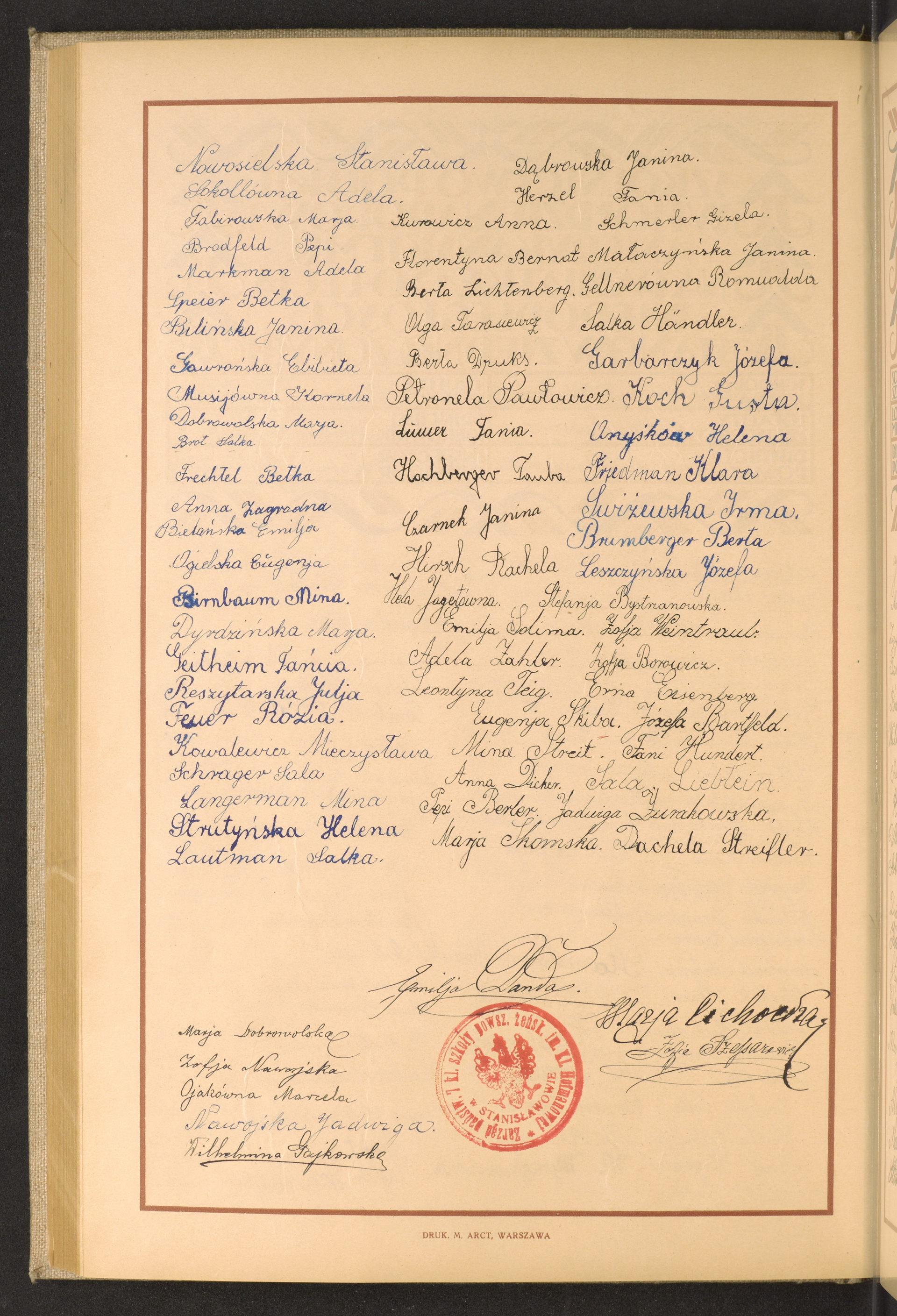 Podpis Maria Cichocka na stronie nr 184 w tomie nr 77