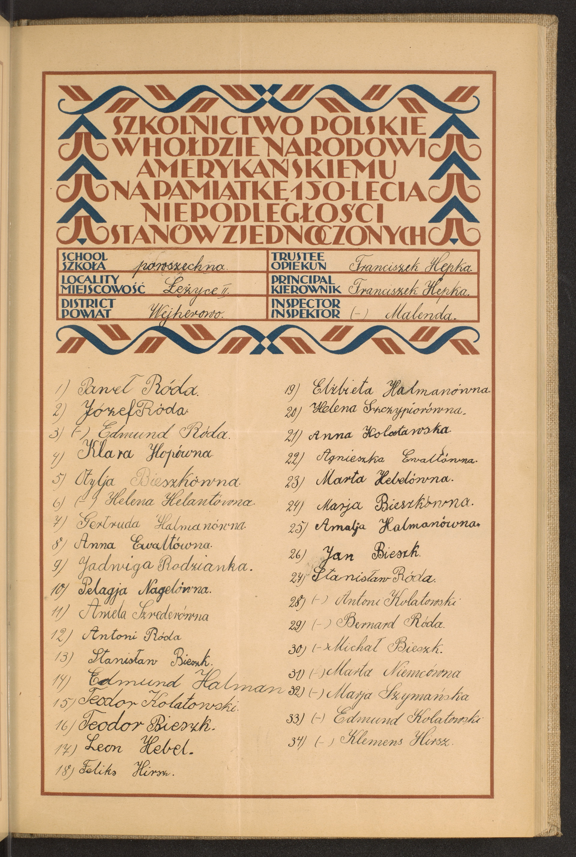 Podpis Franciszek Hepka na stronie nr 73 w tomie nr 87