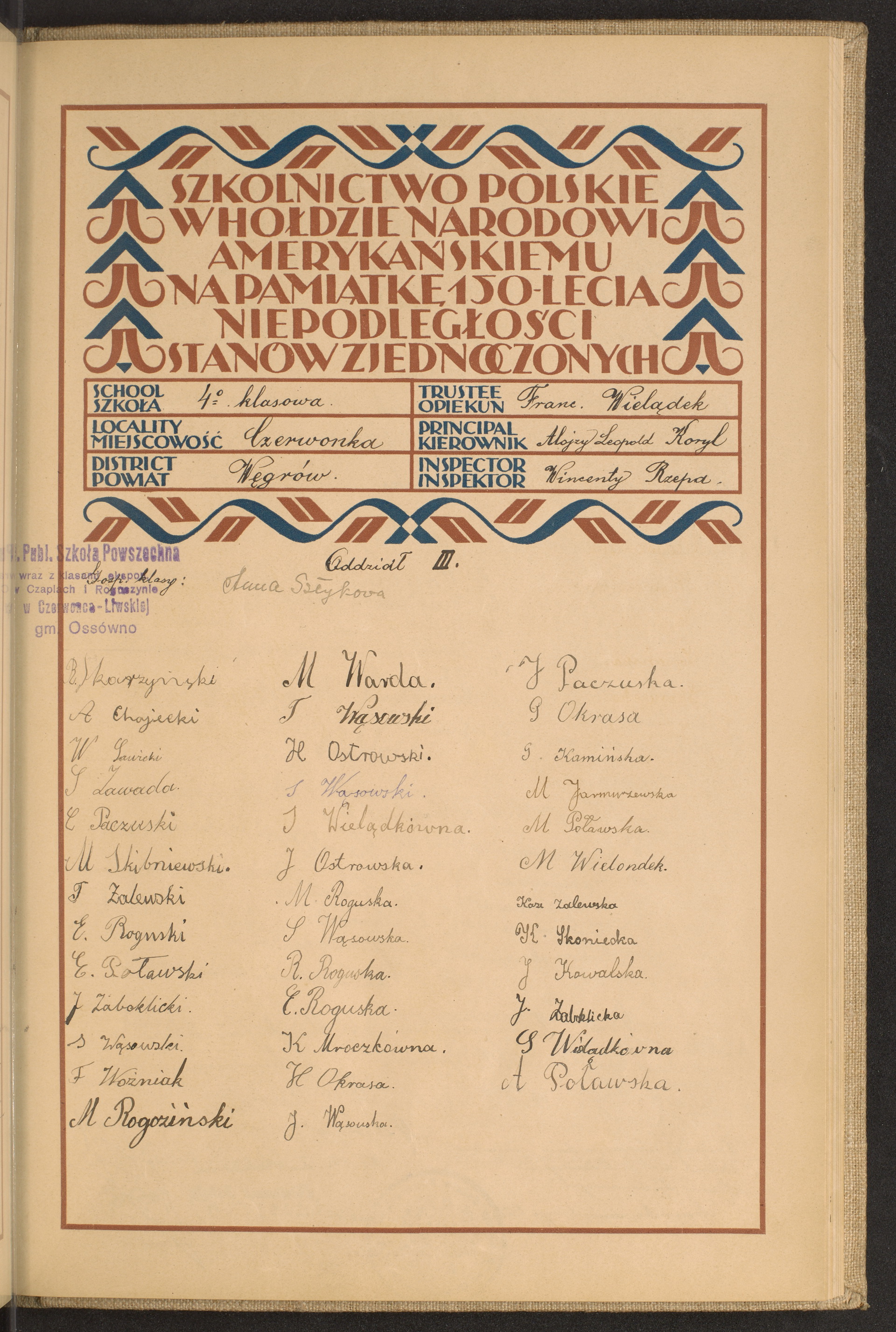 Podpis Franciszek Wielądek na stronie nr 181 w tomie nr 87