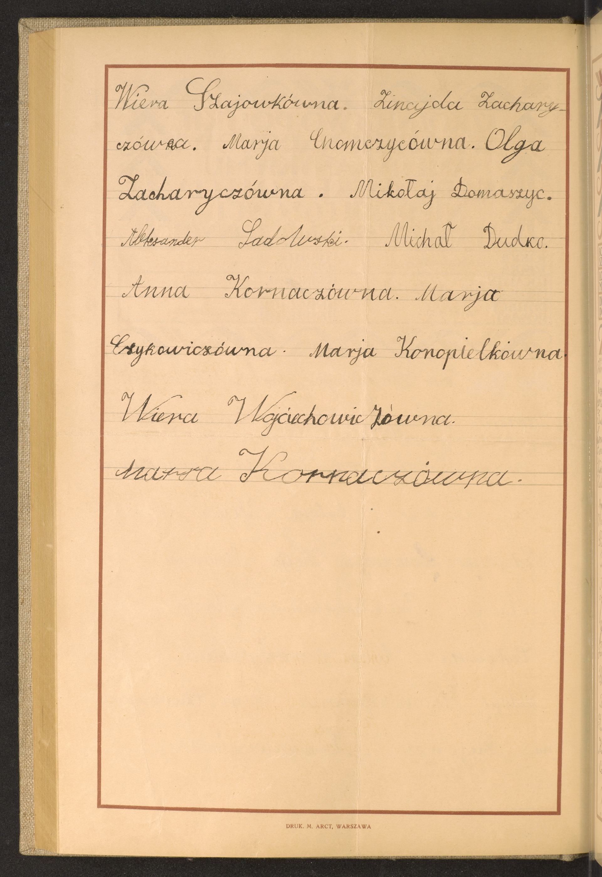 Podpis Maria Kornacz na stronie nr 170 w tomie nr 89