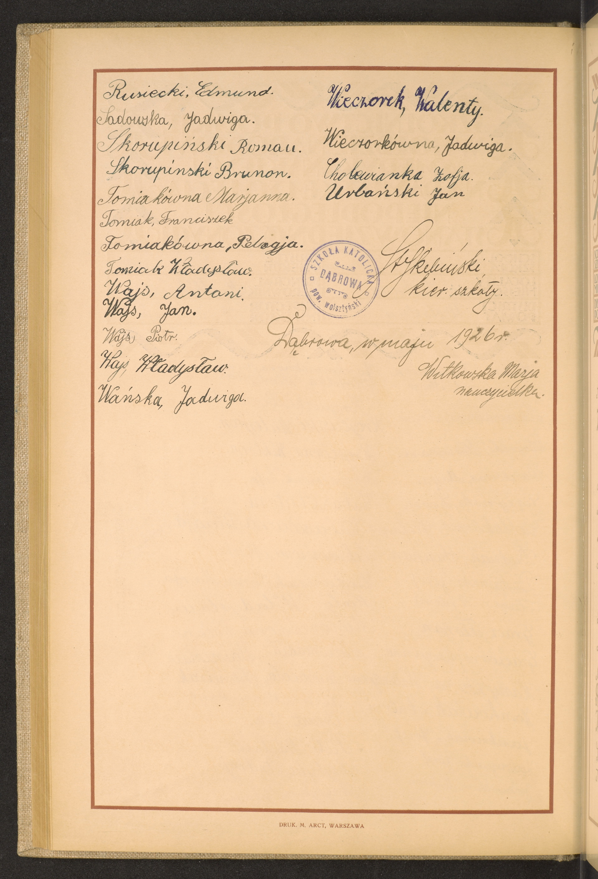 Podpis Władysław Wajs na stronie nr 166 w tomie nr 90