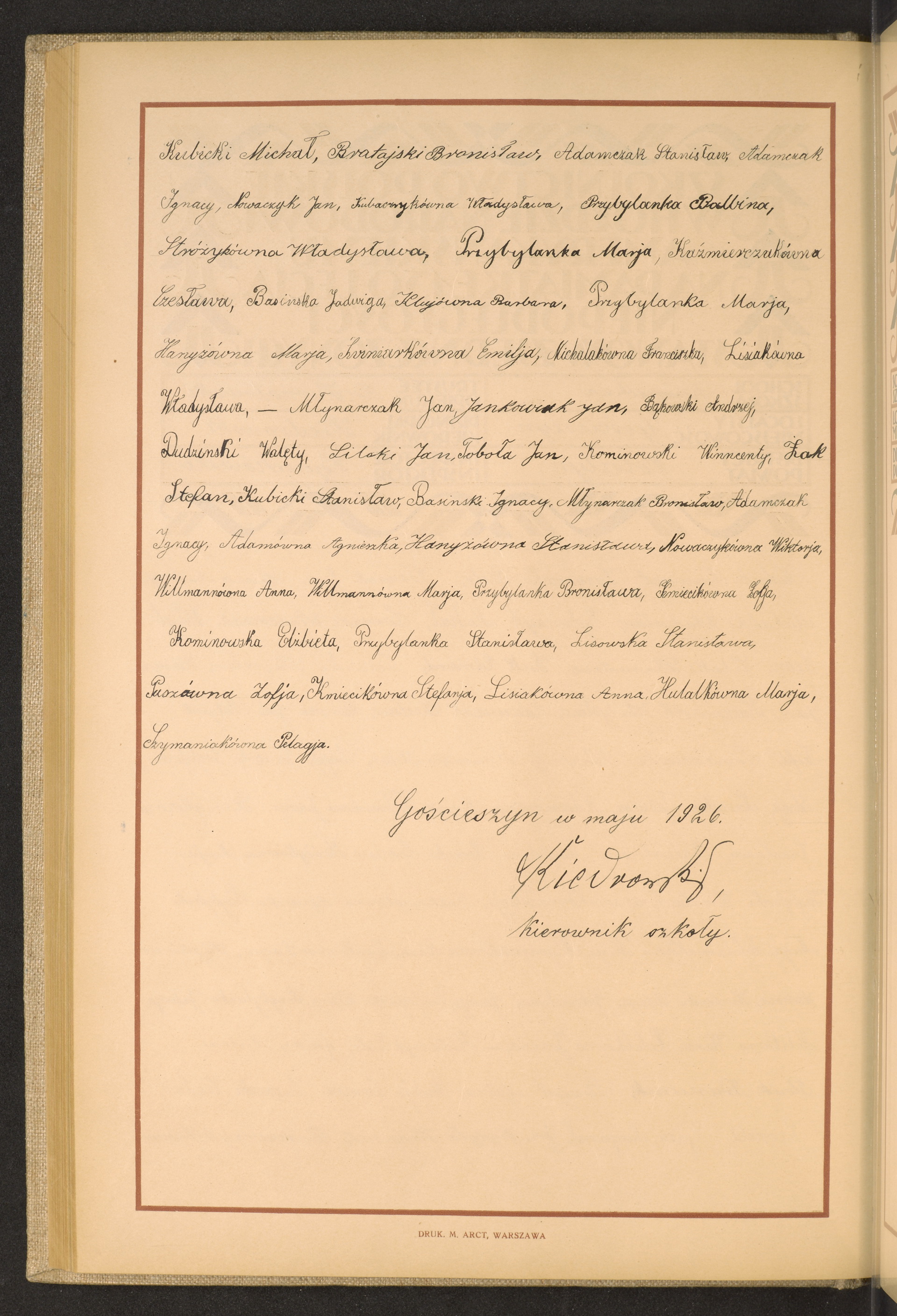 Podpis  Kiedrowski na stronie nr 170 w tomie nr 90