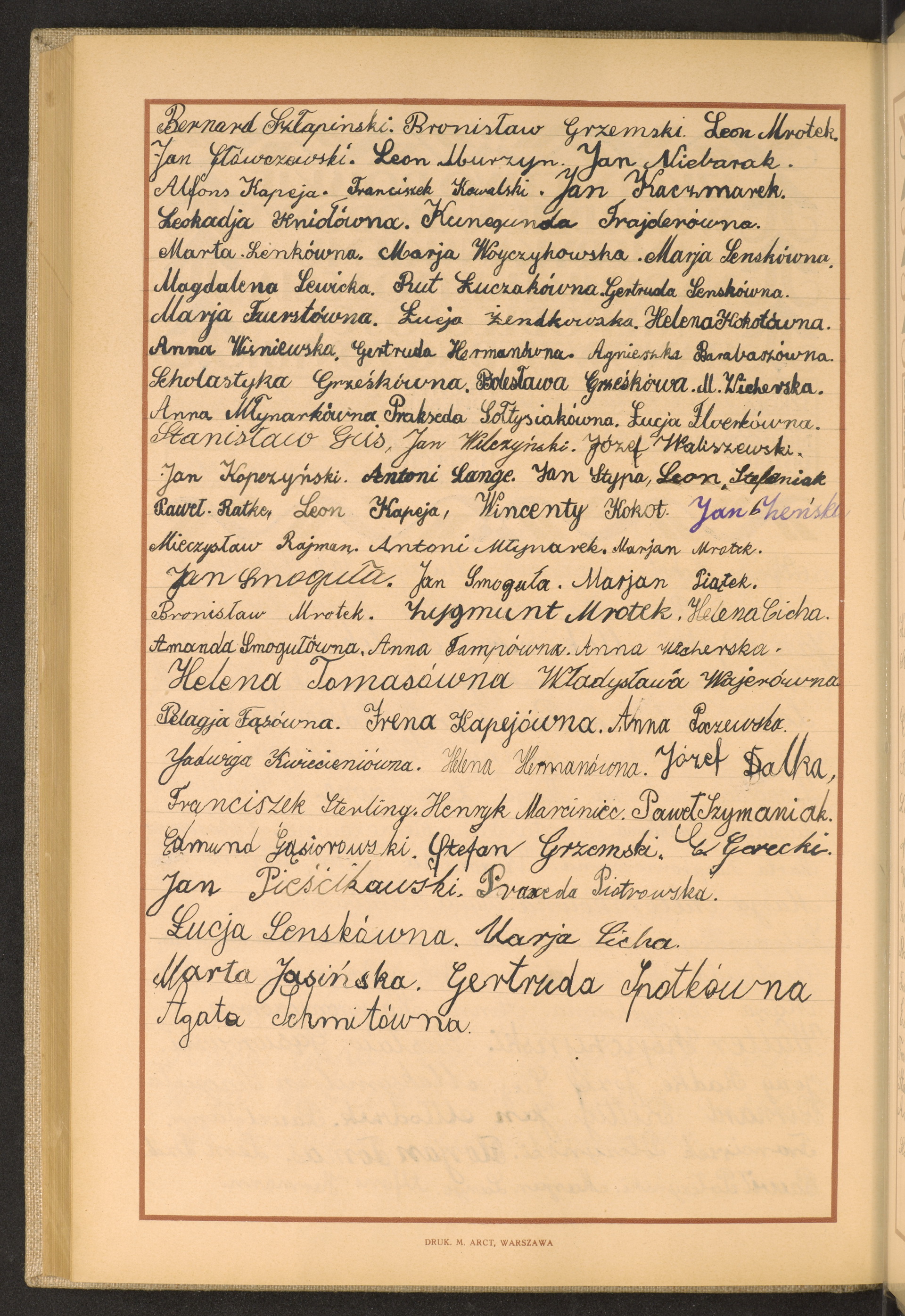 Podpis Władysława Wajer na stronie nr 254 w tomie nr 91