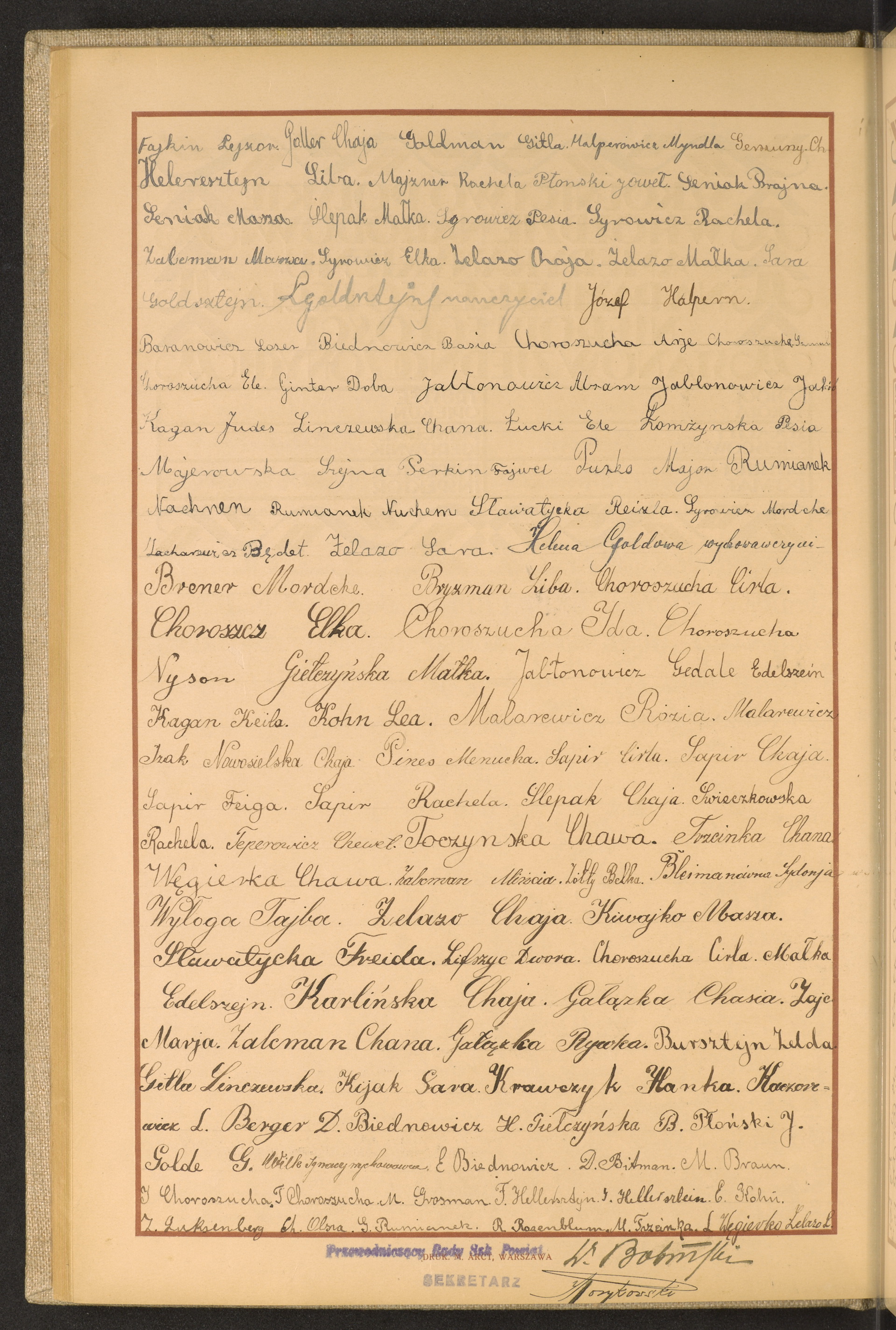 Podpis G. Hellersztejn na stronie nr 72 w tomie nr 92