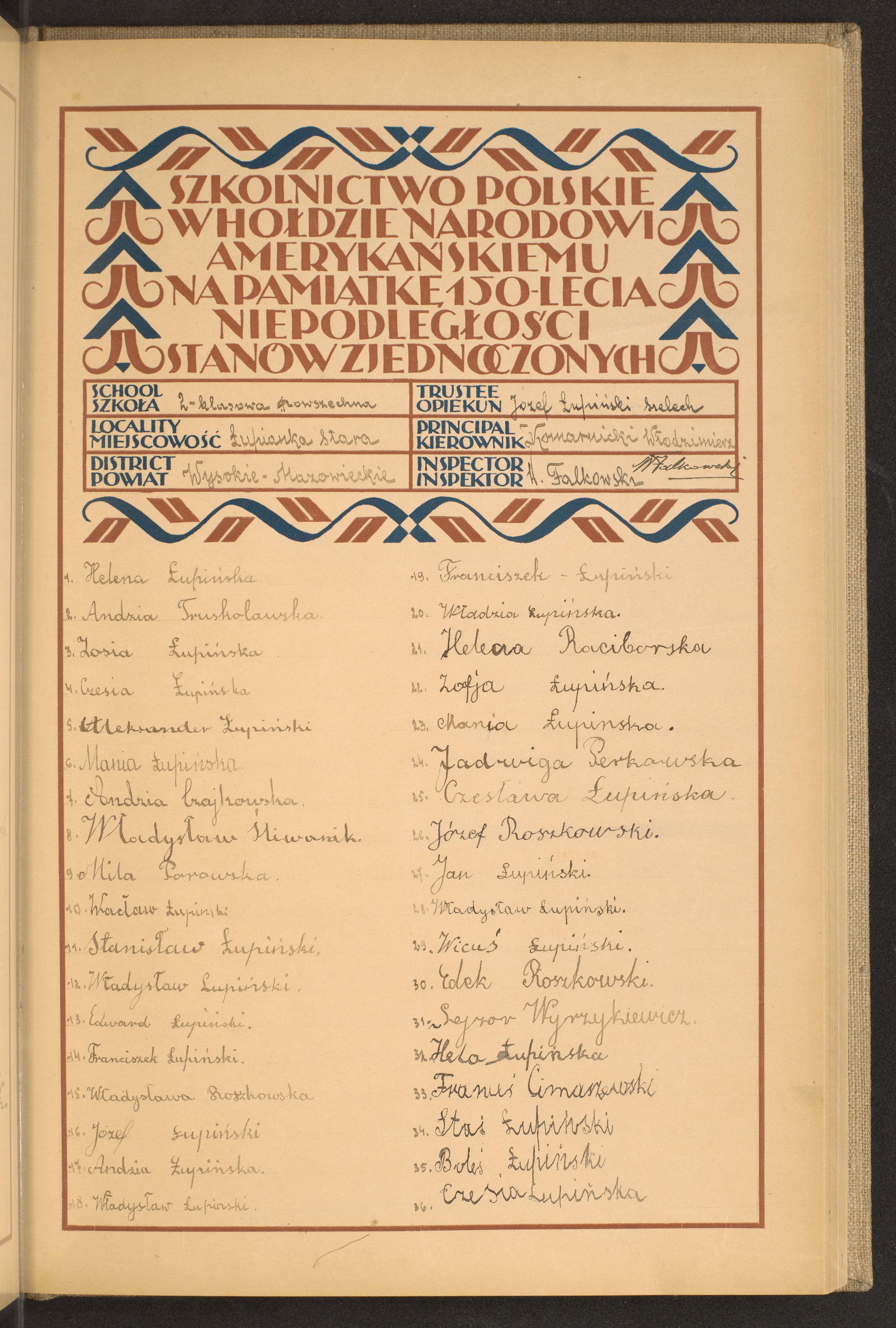 Podpis Zofia Łupińska na stronie nr 153 w tomie nr 92