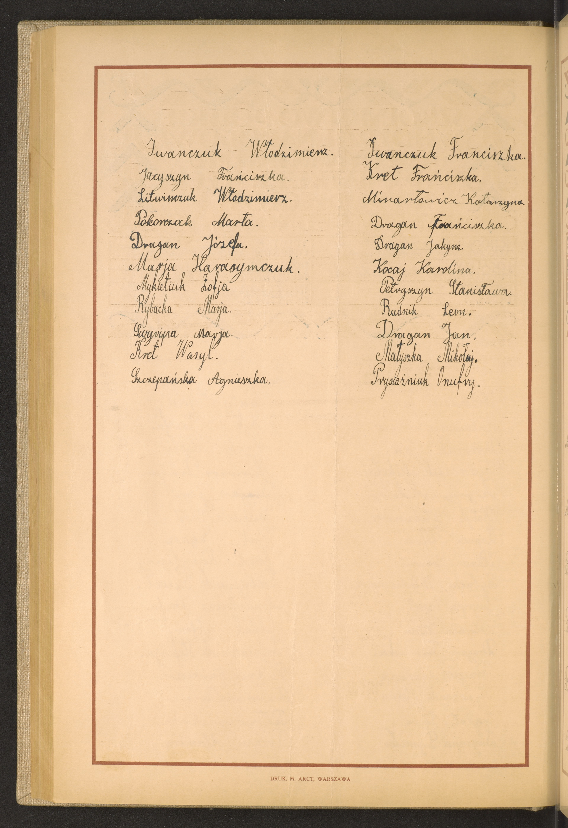 Podpis Franciszka Iwańczuk na stronie nr 174 w tomie nr 93