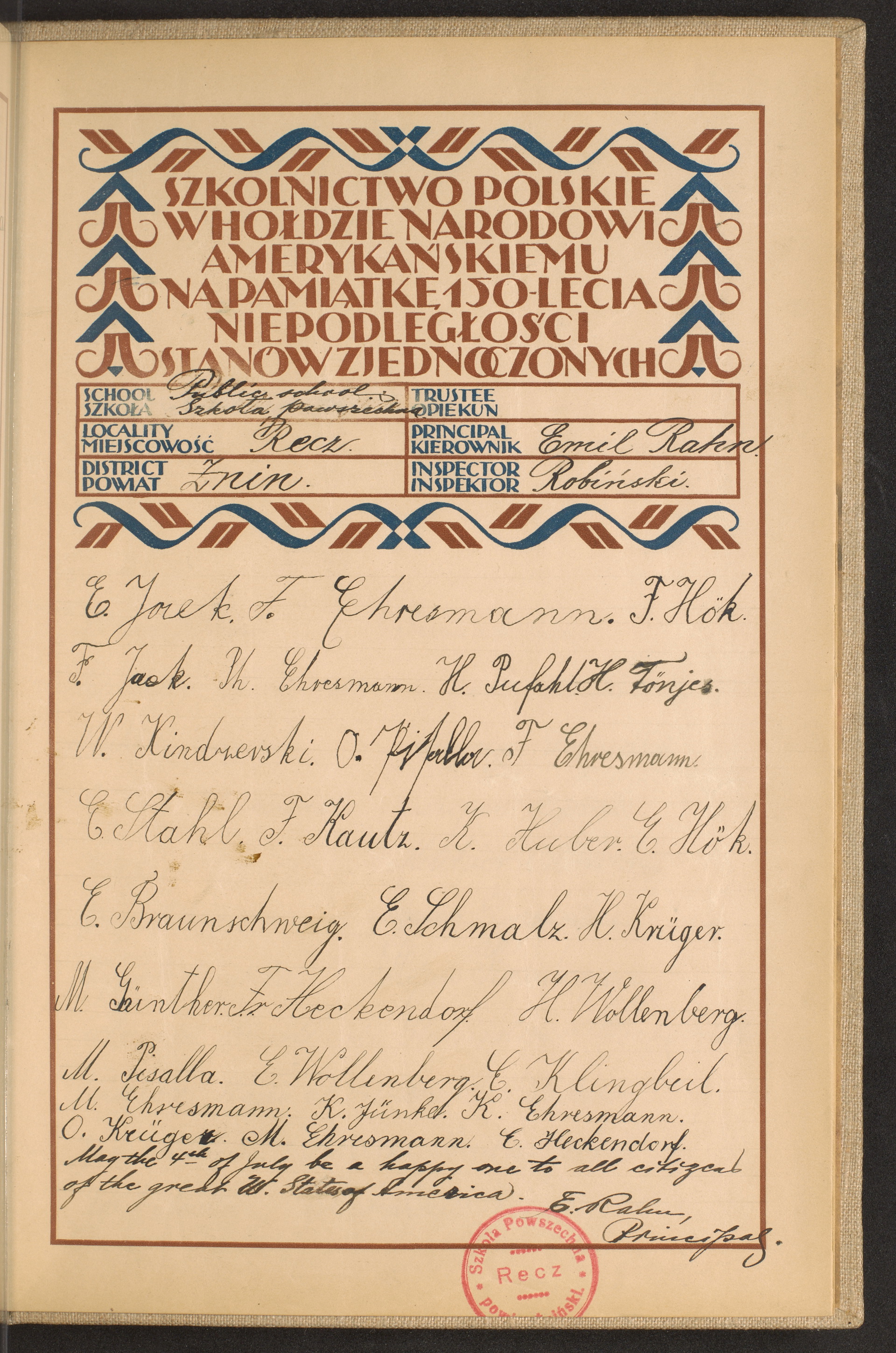 Podpis E. Heckendorf na stronie nr 280 w tomie nr 93