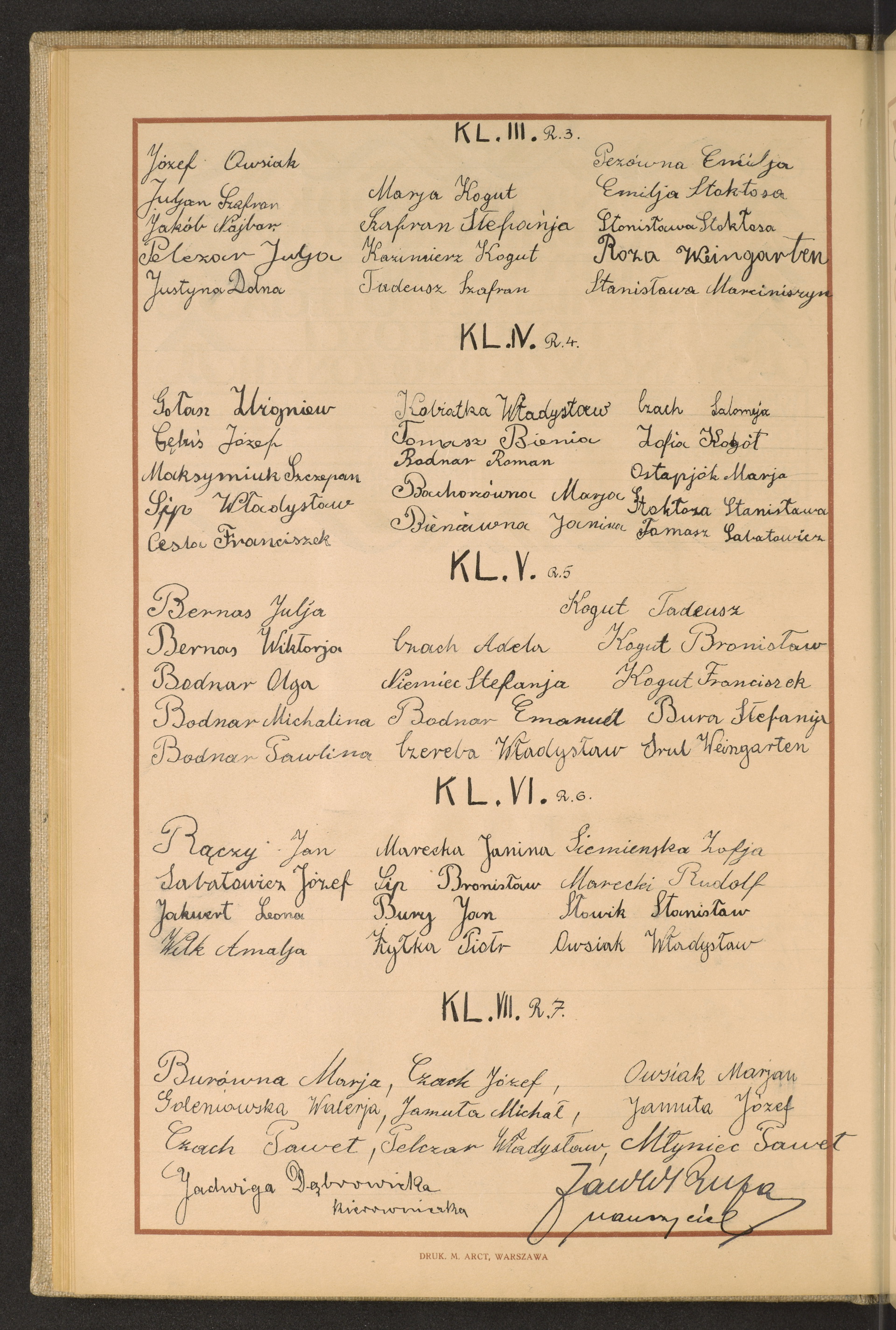 Podpis Tadeusz Szafran na stronie nr 72 w tomie nr 94