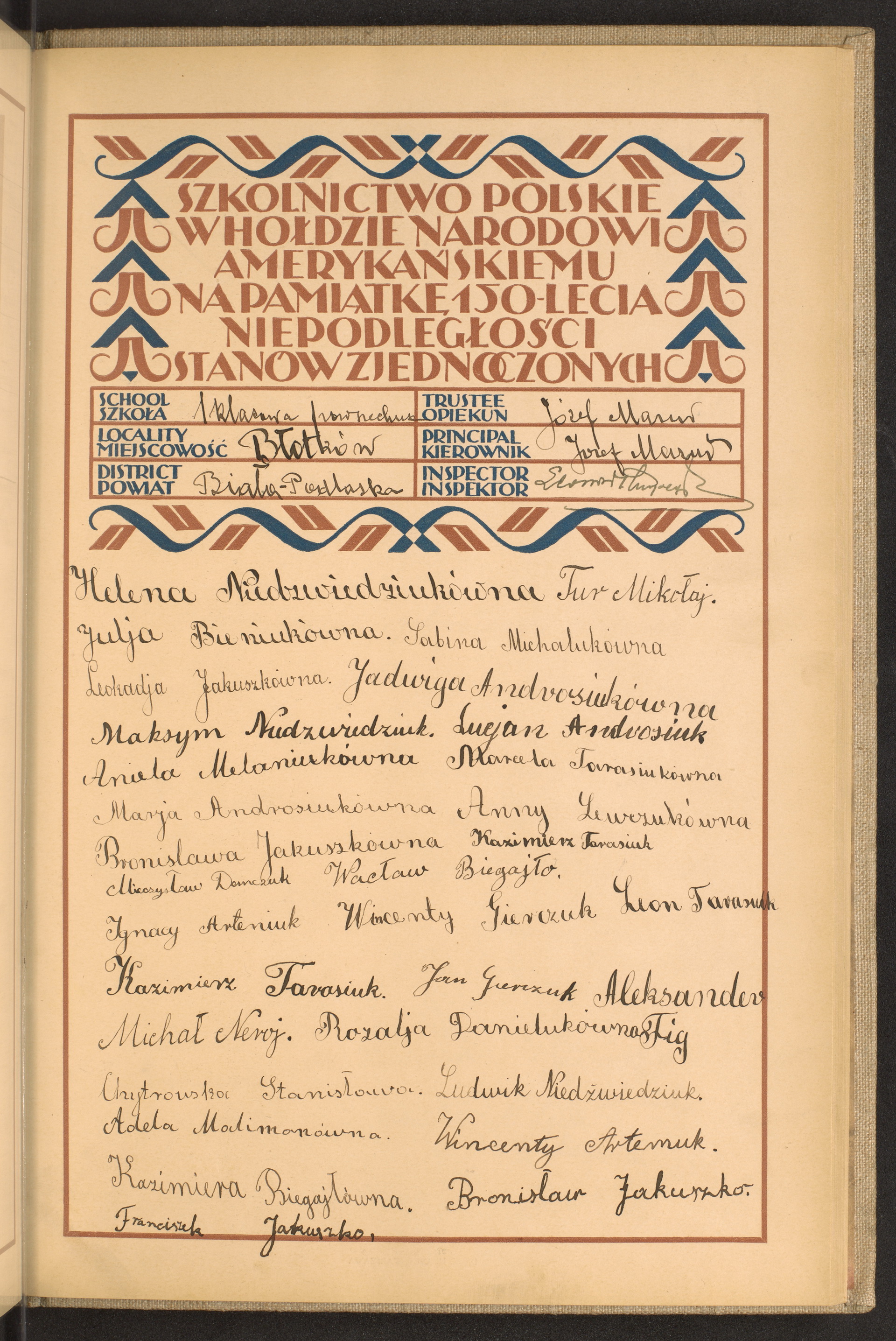 Podpis Józef Mazur na stronie nr 201 w tomie nr 96