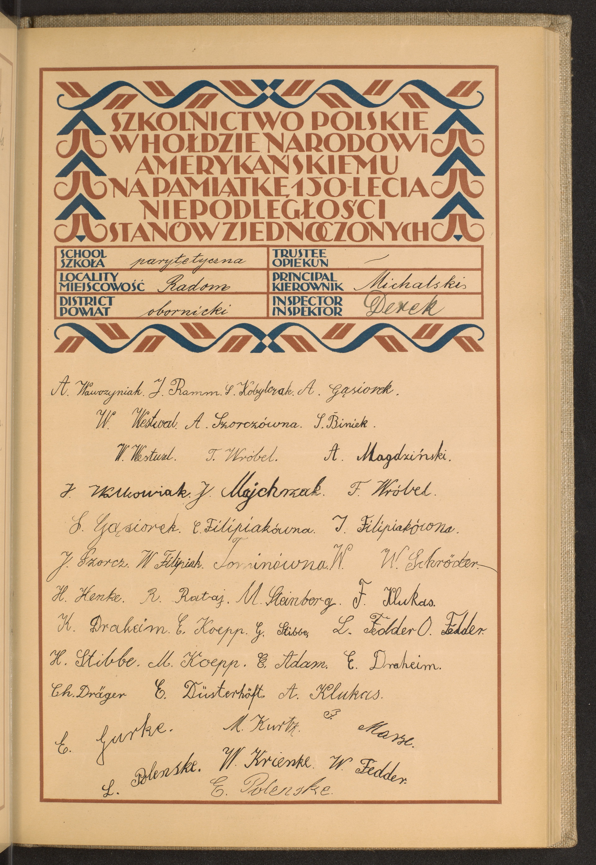 Podpis L. Fedder na stronie nr 105 w tomie nr 98