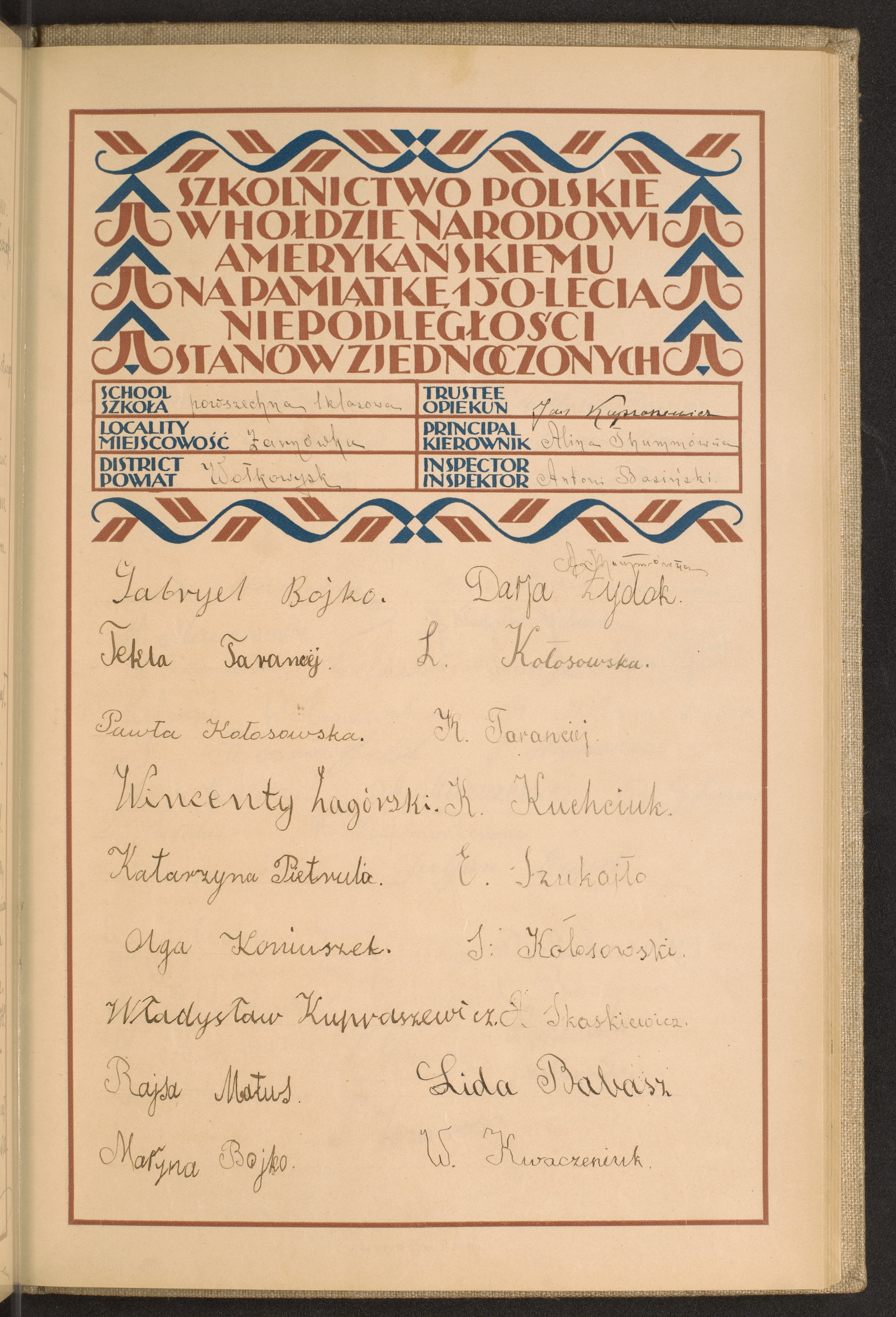 Podpis W. Kwaczeniuk na stronie nr 185 w tomie nr 98