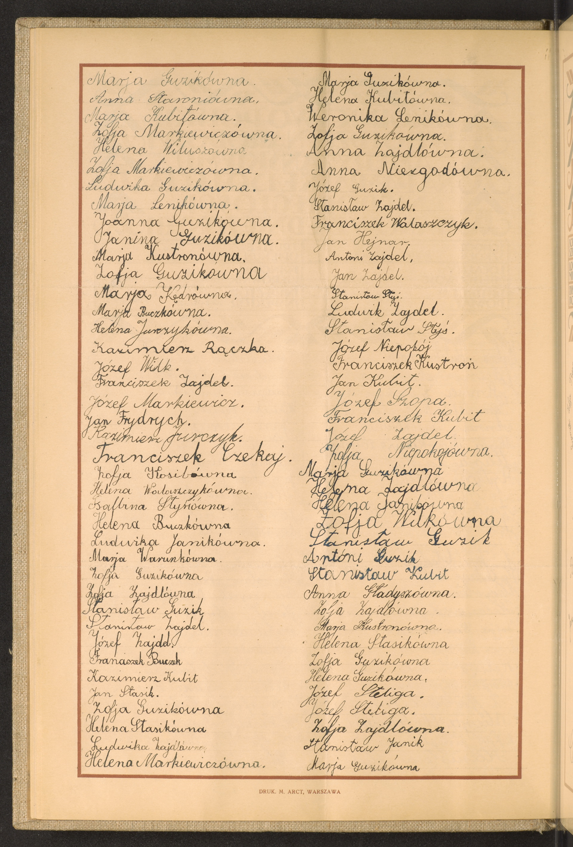 Podpis Maria Guzik na stronie nr 46 w tomie nr 99