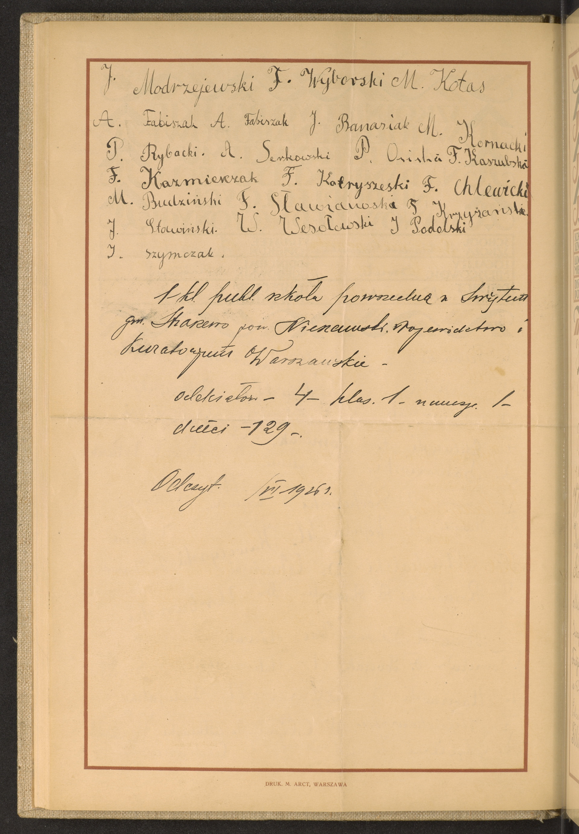 Podpis I. Szymczak na stronie nr 124 w tomie nr 99