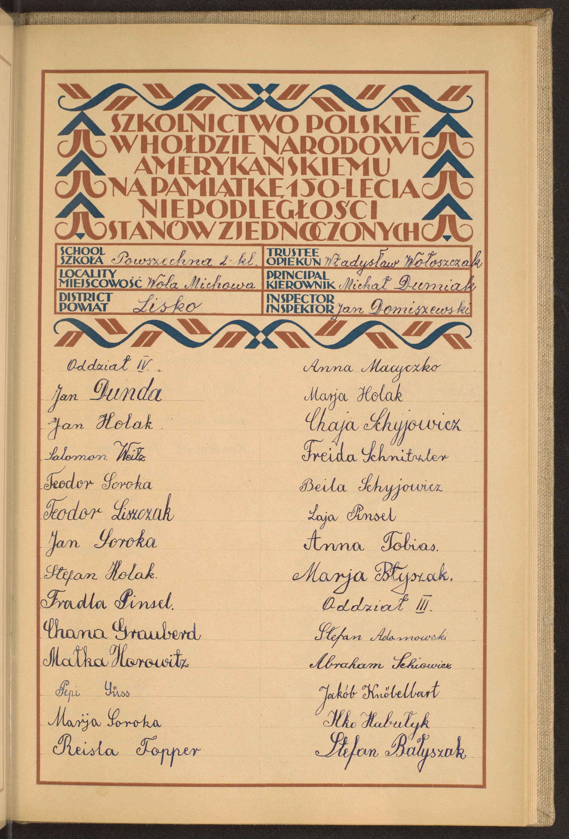 Podpis Władysław Wołoszczak na stronie nr 187 w tomie nr 101