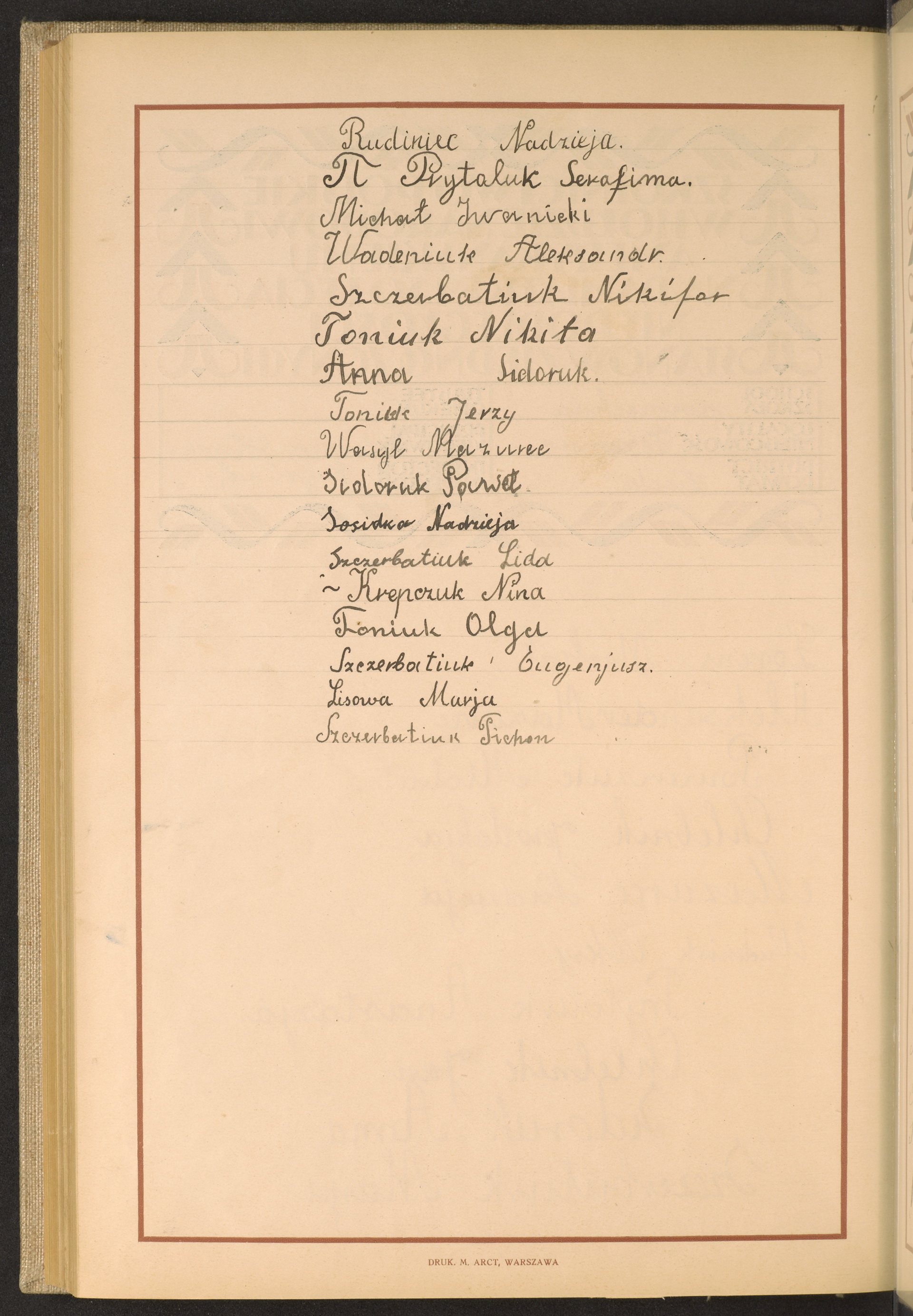 Podpis Nadzieja Rudiniec na stronie nr 280 w tomie nr 101