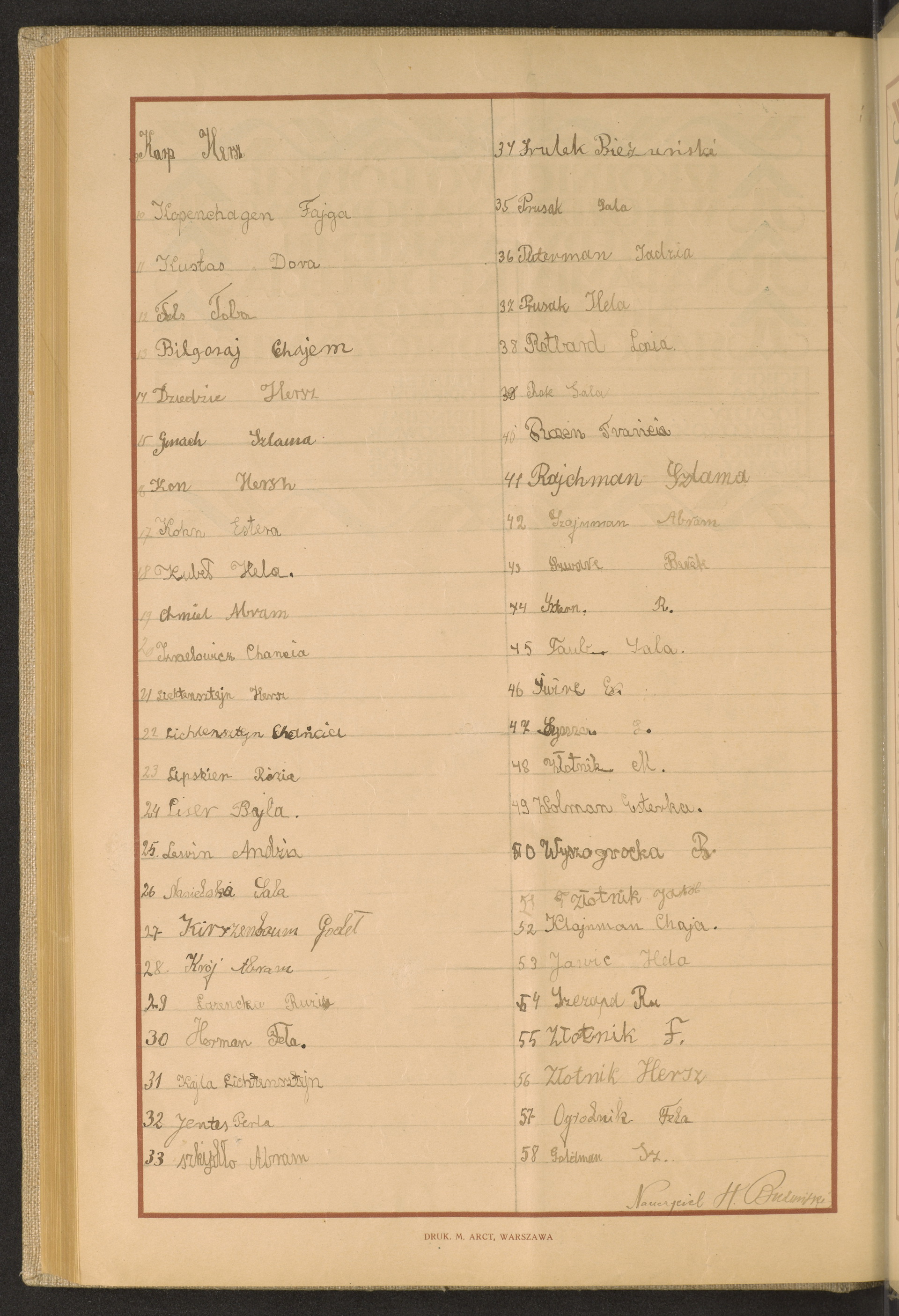 Podpis Hersz Karp na stronie nr 256 w tomie nr 102