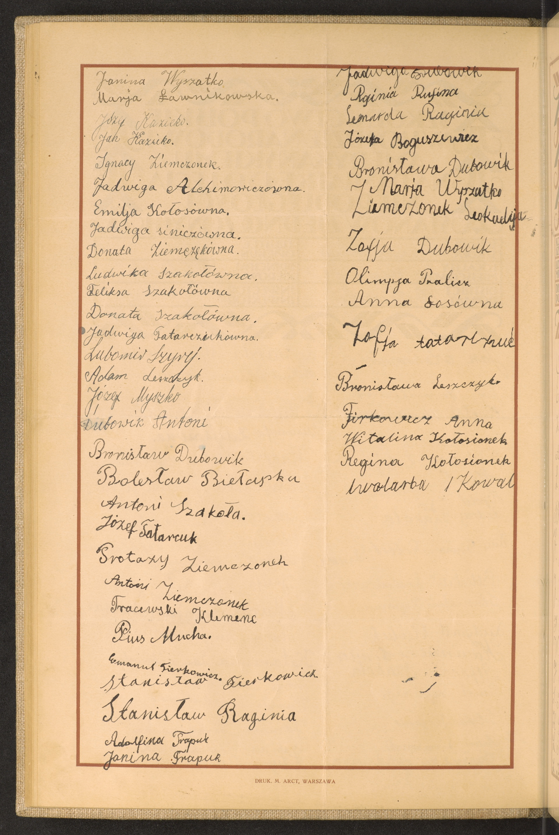 Podpis Janina Wyszatko na stronie nr 52 w tomie nr 105