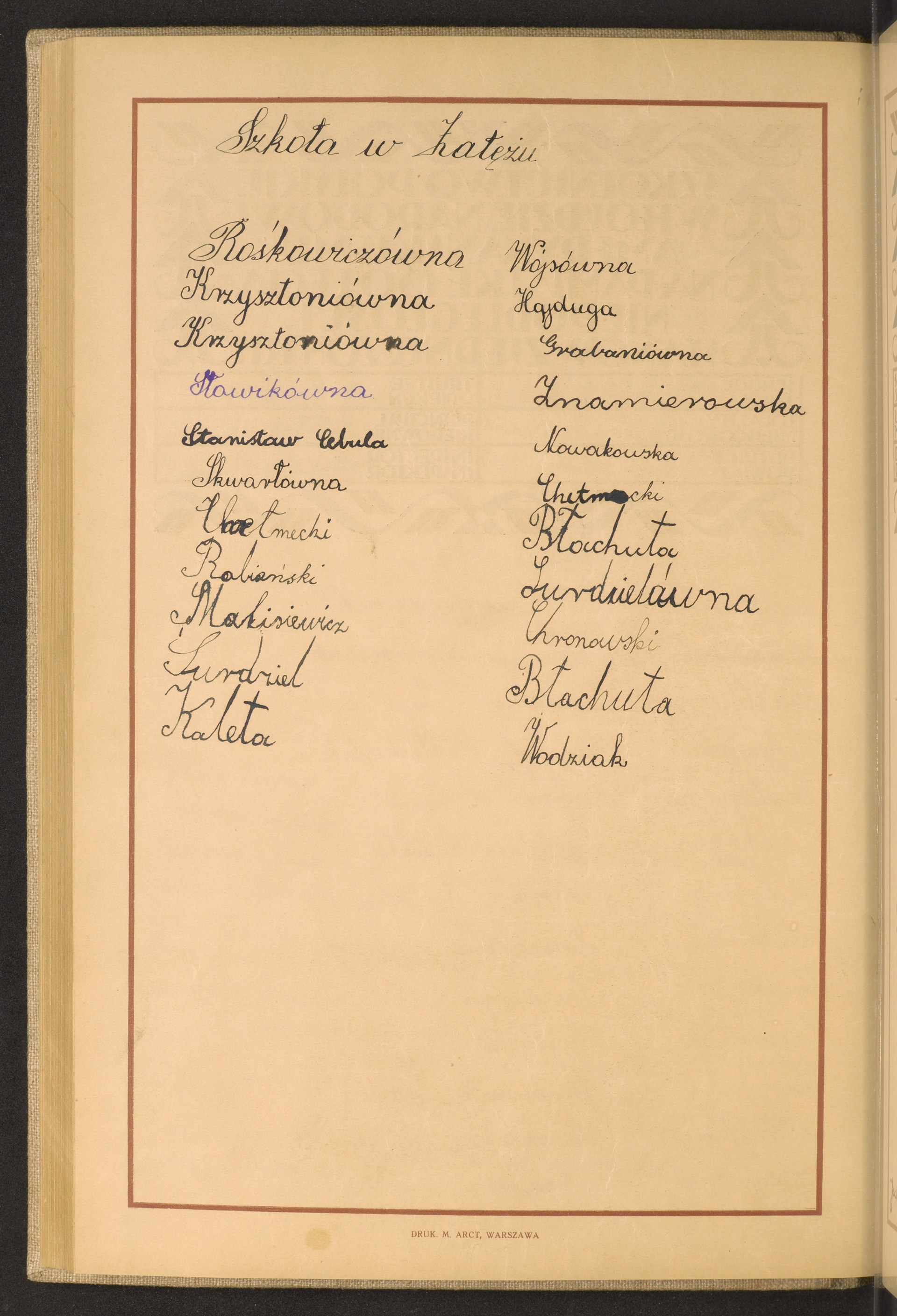 Podpis  Rośkowicz na stronie nr 168 w tomie nr 105