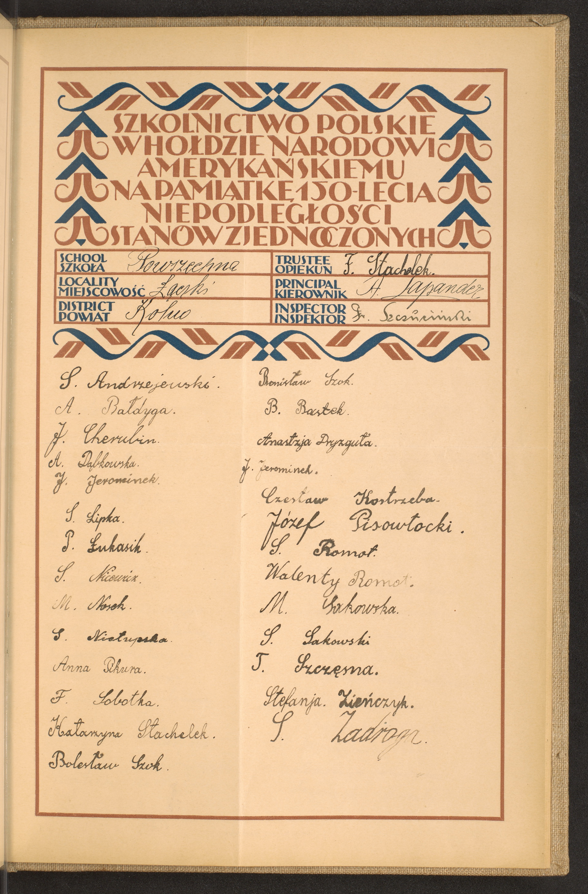 Podpis F. Stachelek na stronie nr 259 w tomie nr 106