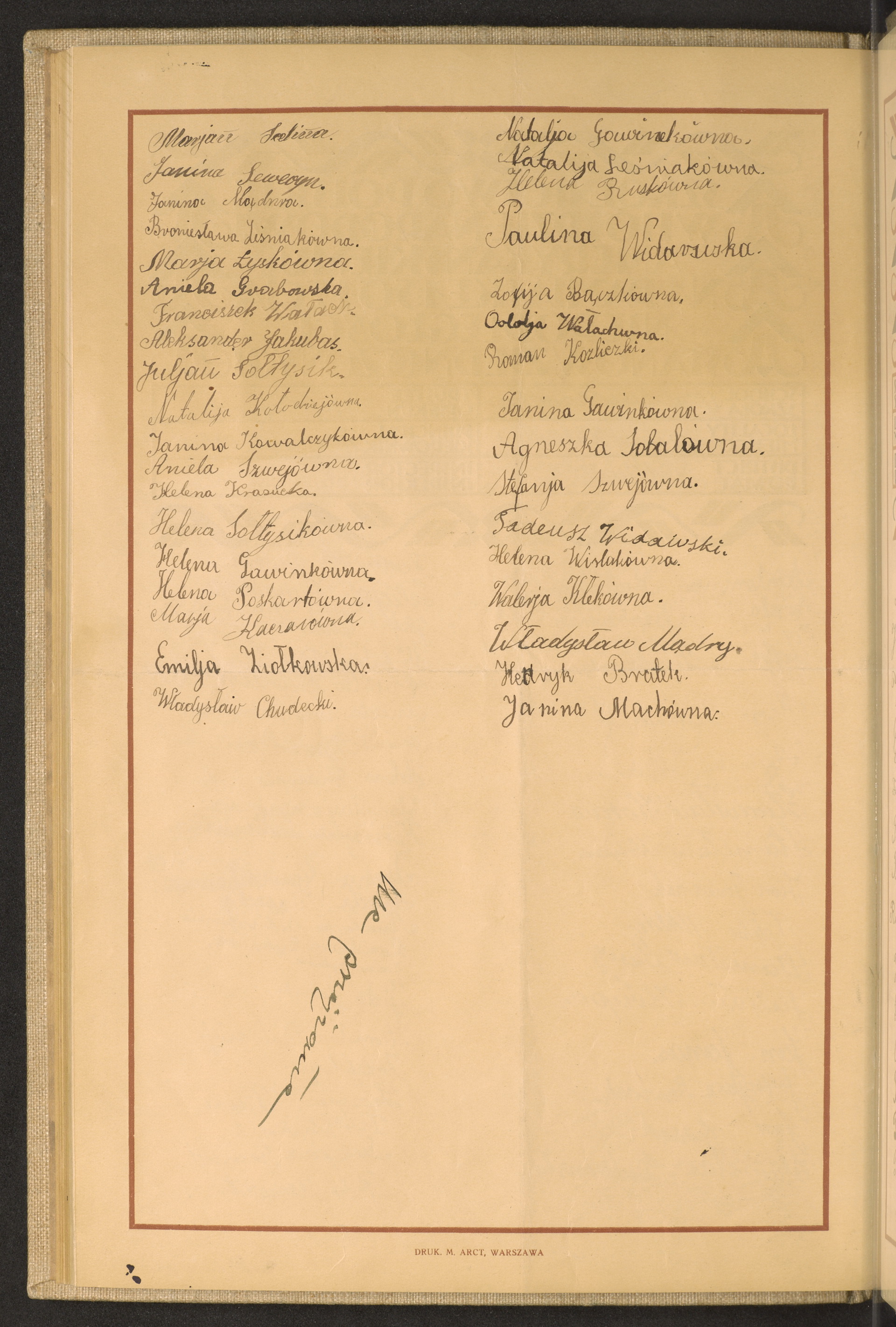 Podpis Janina Mach na stronie nr 114 w tomie nr 107